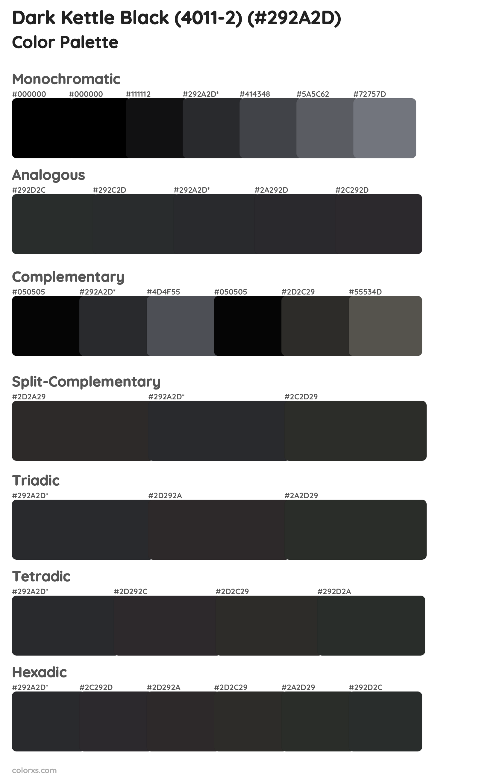 Dark Kettle Black (4011-2) Color Scheme Palettes