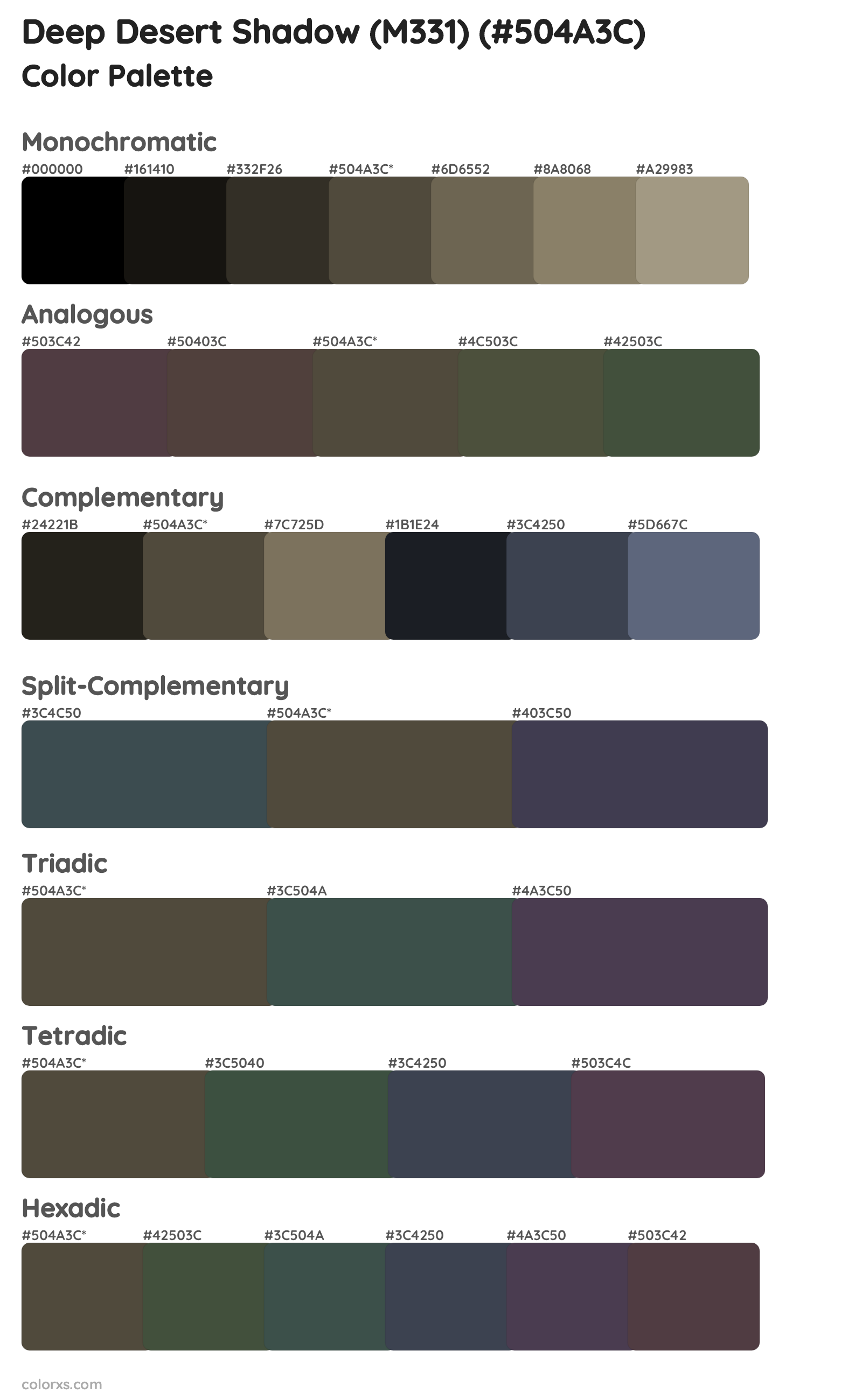 Deep Desert Shadow (M331) Color Scheme Palettes