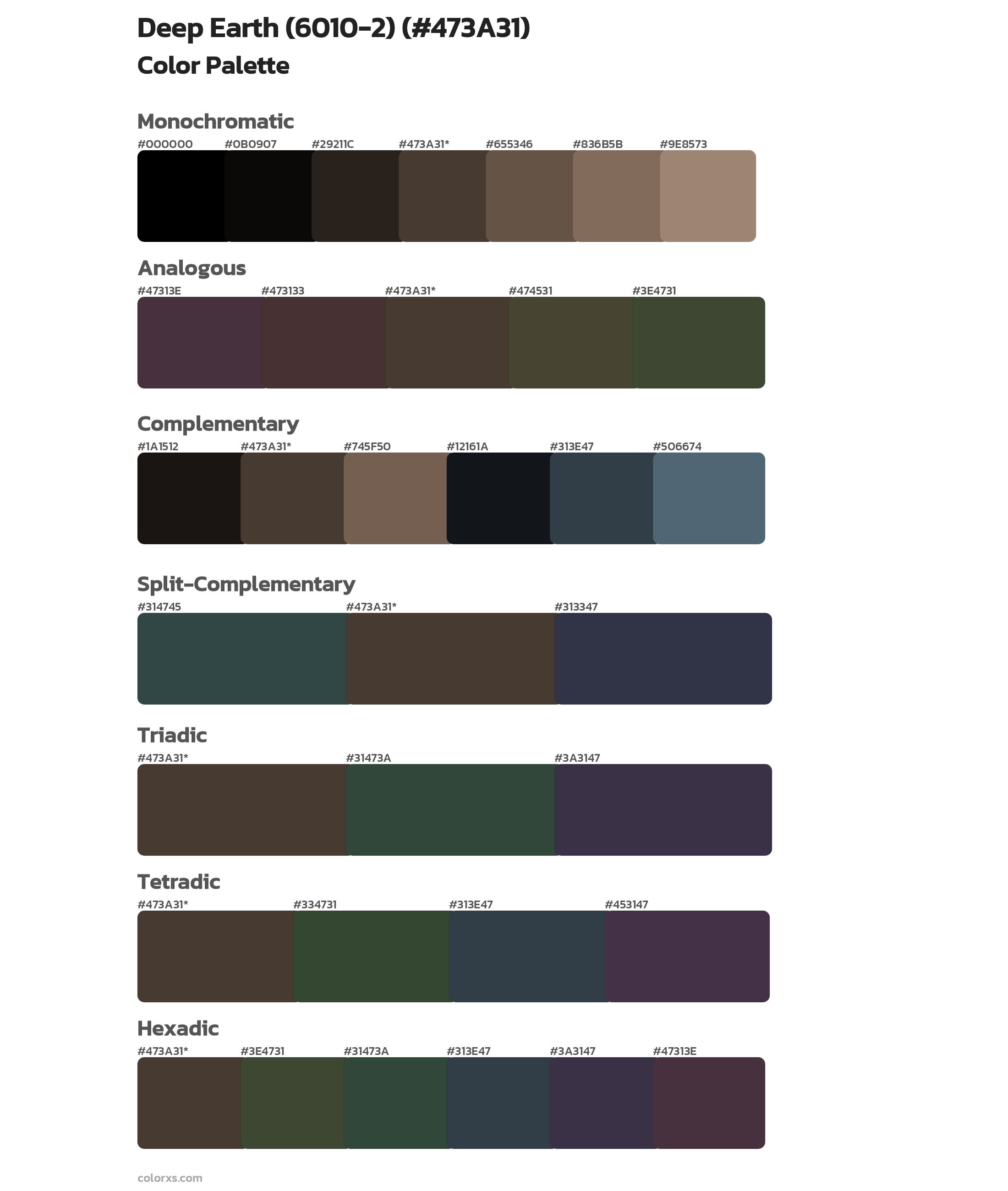 Deep Earth (6010-2) Color Scheme Palettes