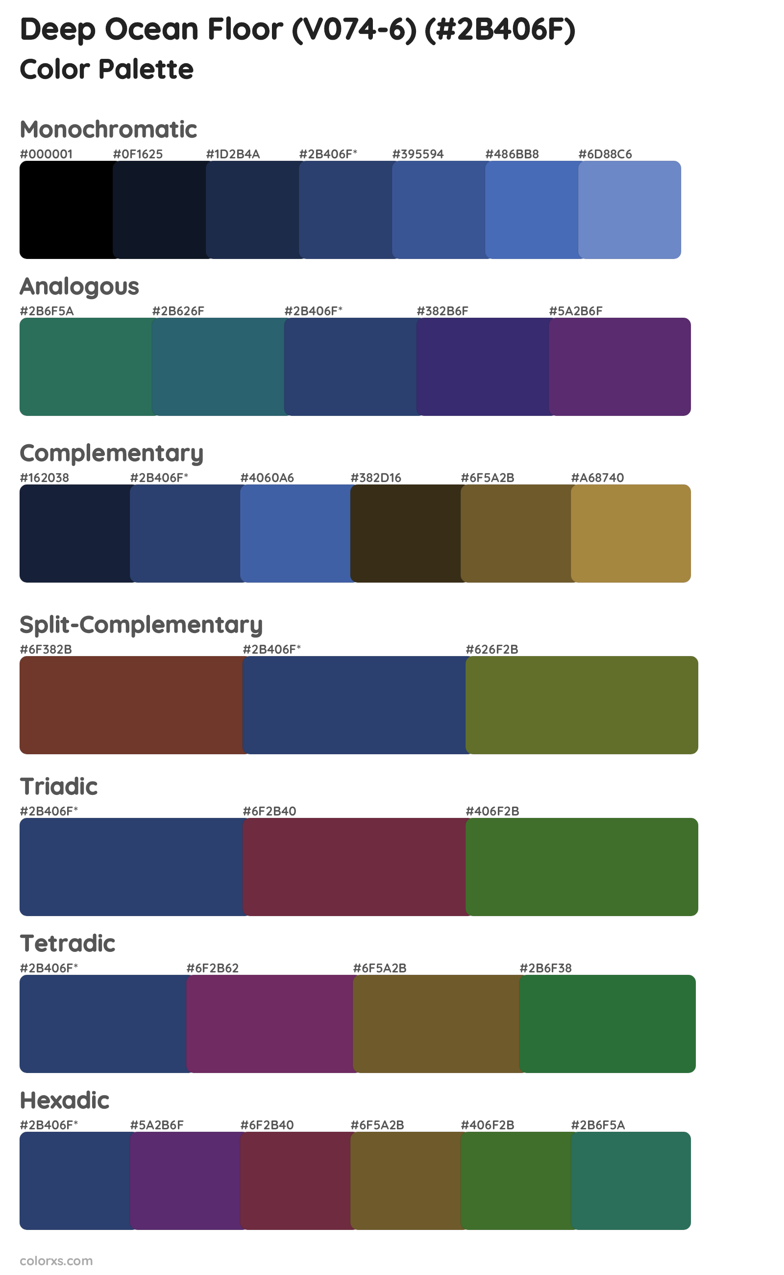 Deep Ocean Floor (V074-6) Color Scheme Palettes