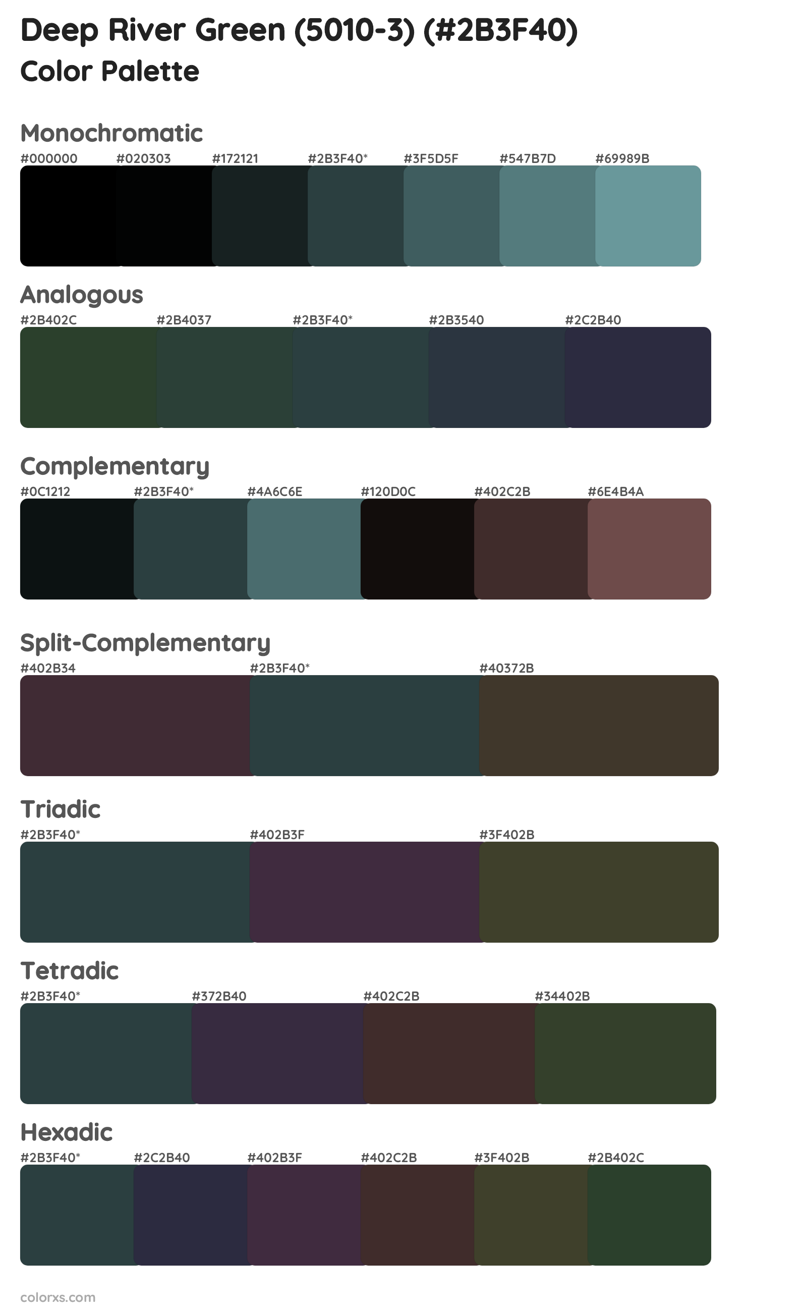 Deep River Green (5010-3) Color Scheme Palettes