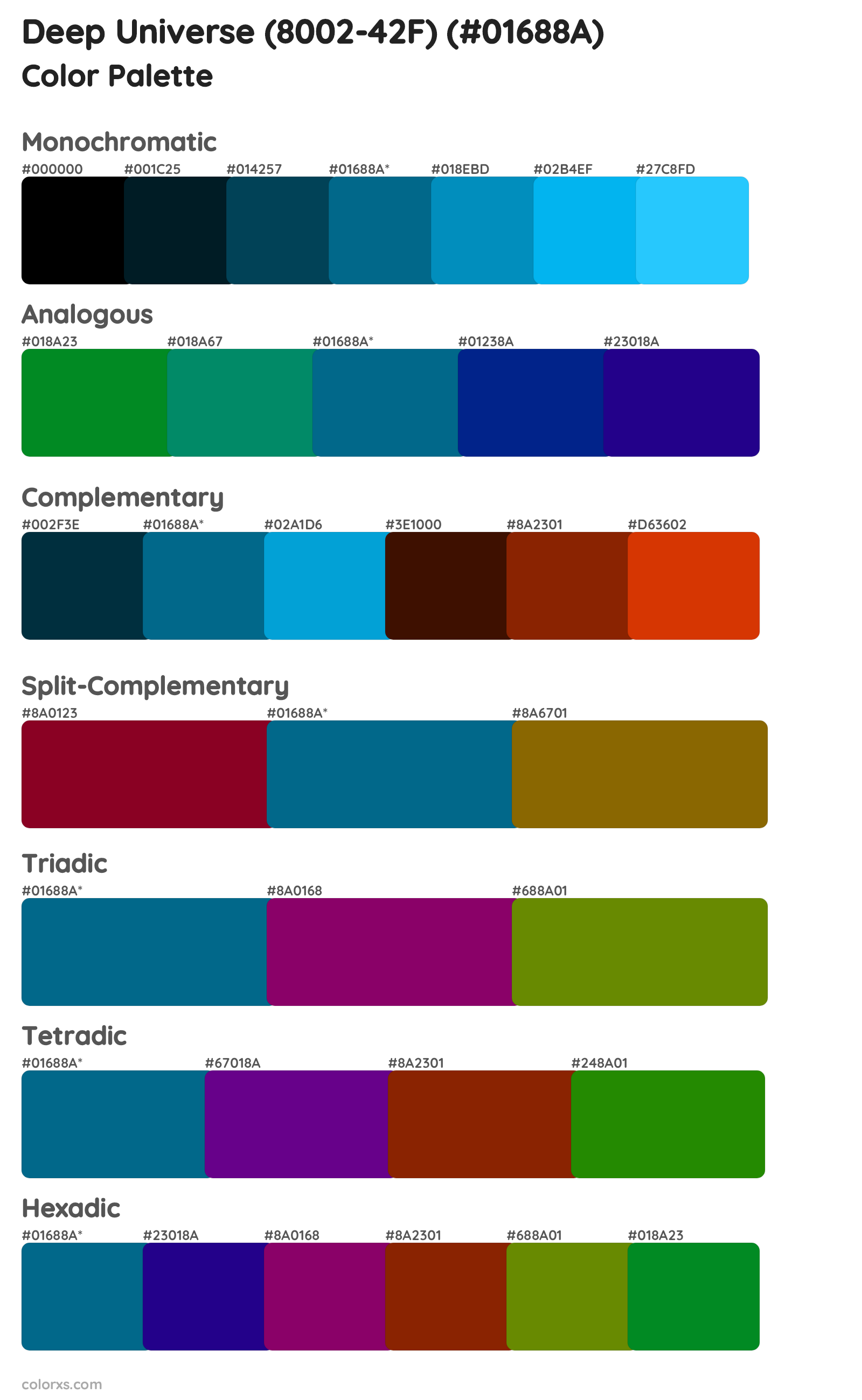 Deep Universe (8002-42F) Color Scheme Palettes