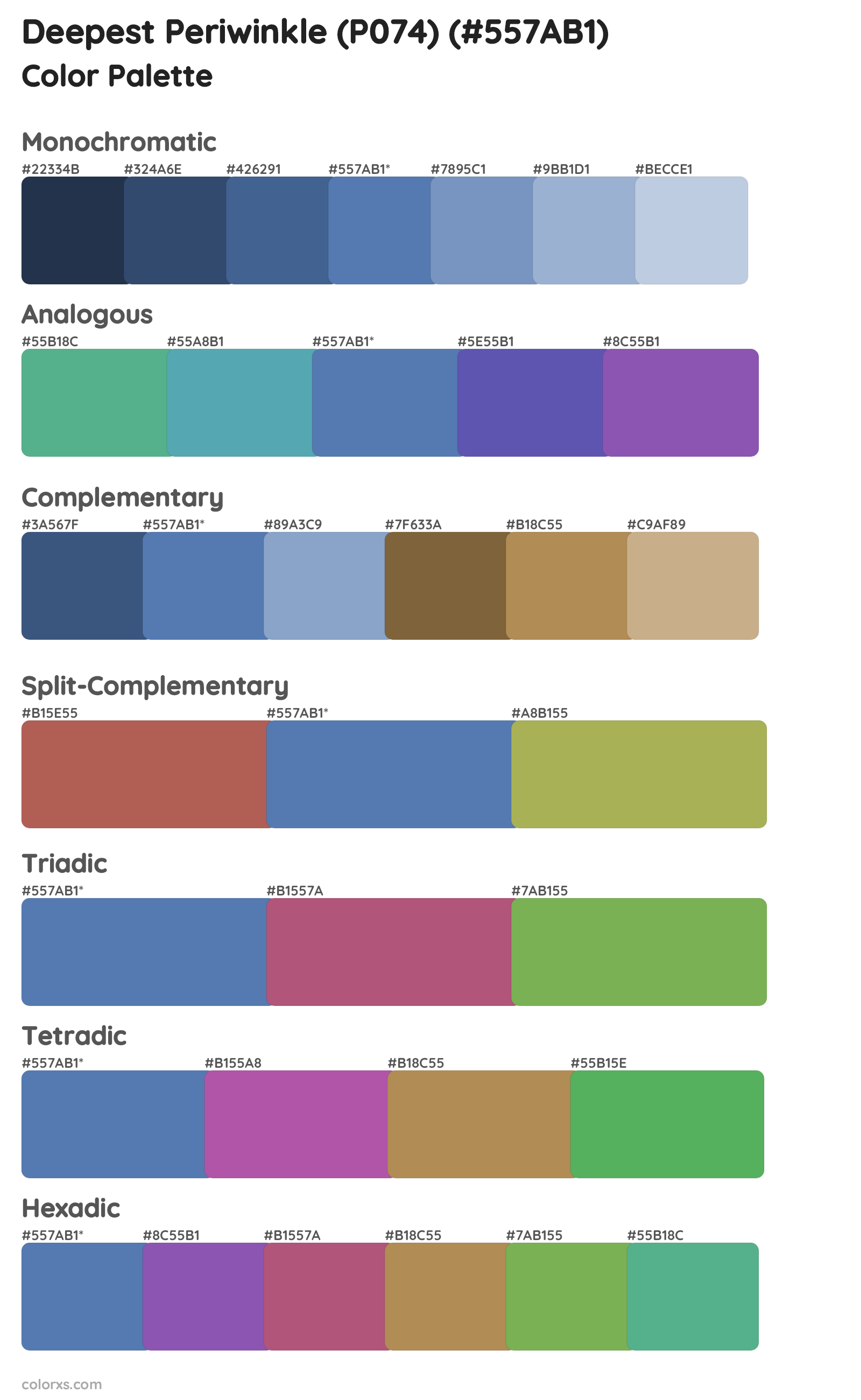 Deepest Periwinkle (P074) Color Scheme Palettes