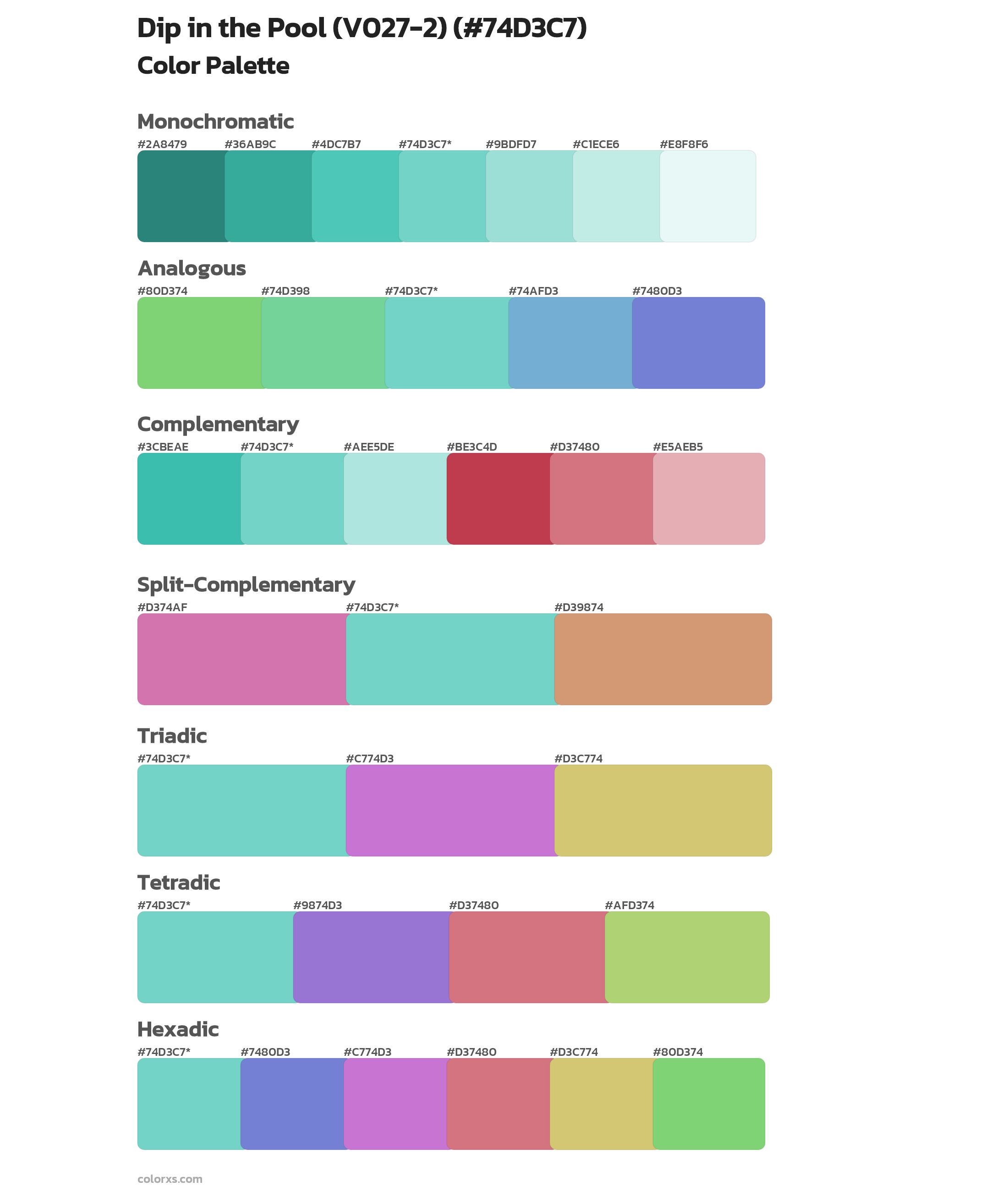 Dip in the Pool (V027-2) Color Scheme Palettes