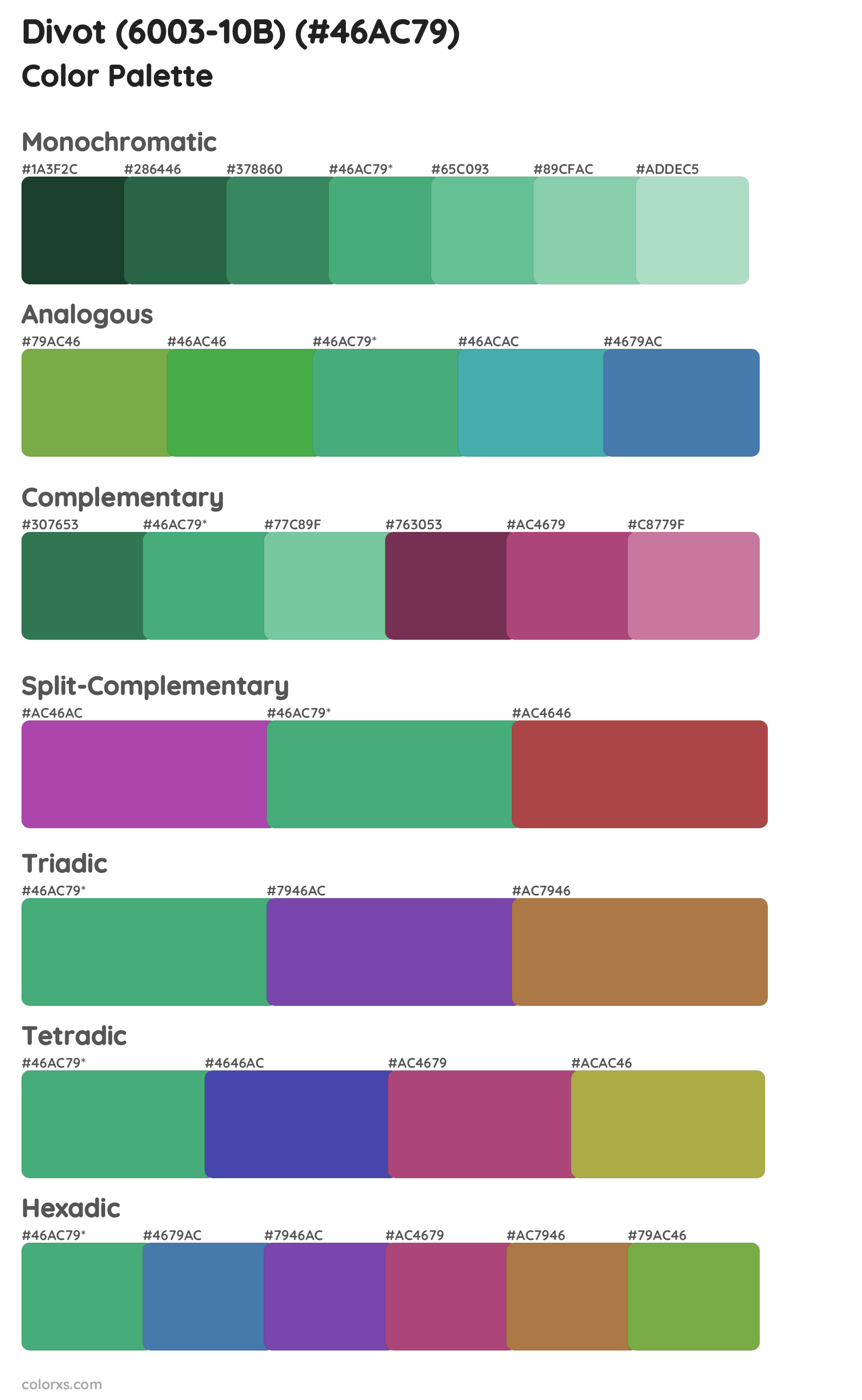 Divot (6003-10B) Color Scheme Palettes