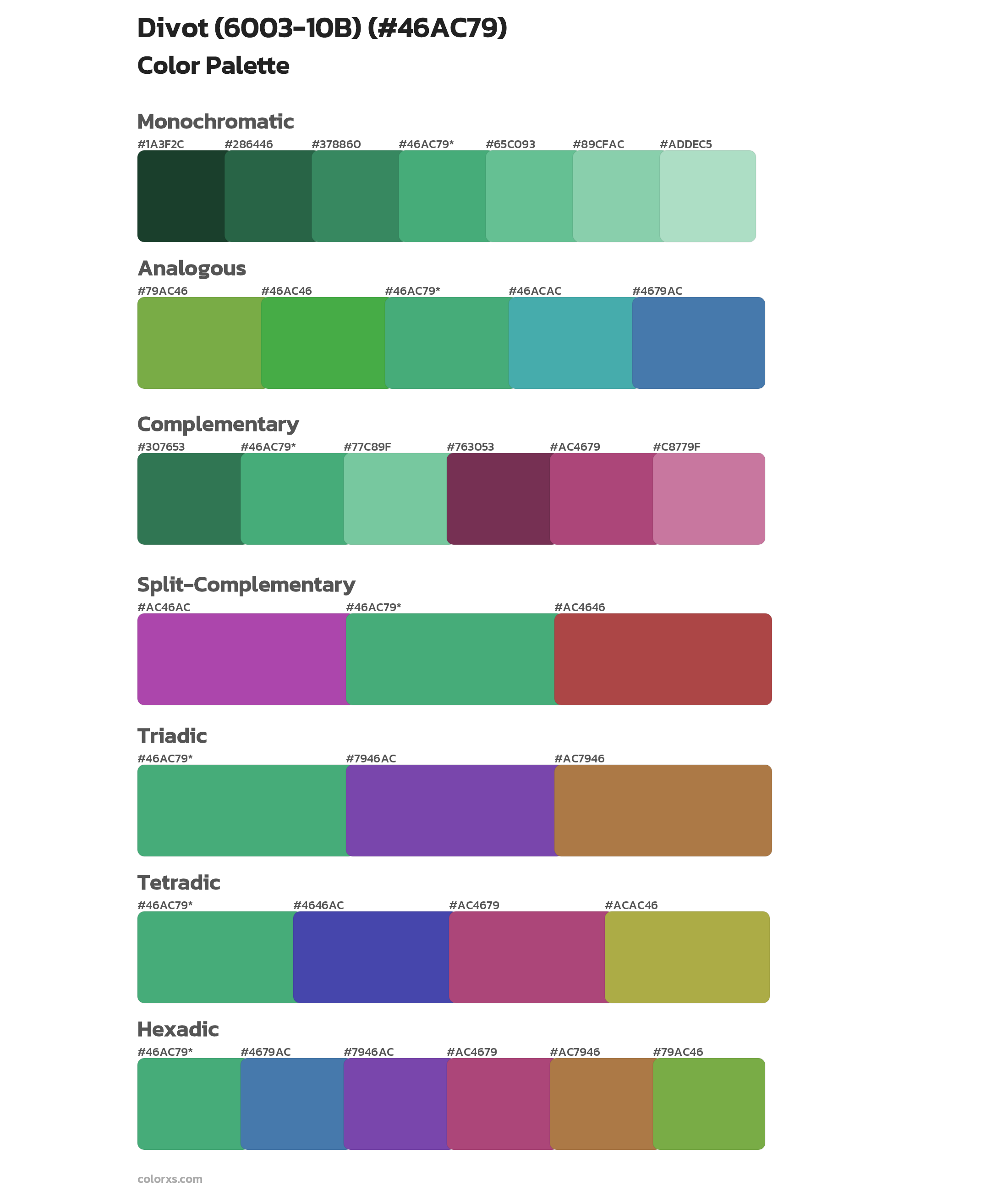 Divot (6003-10B) Color Scheme Palettes
