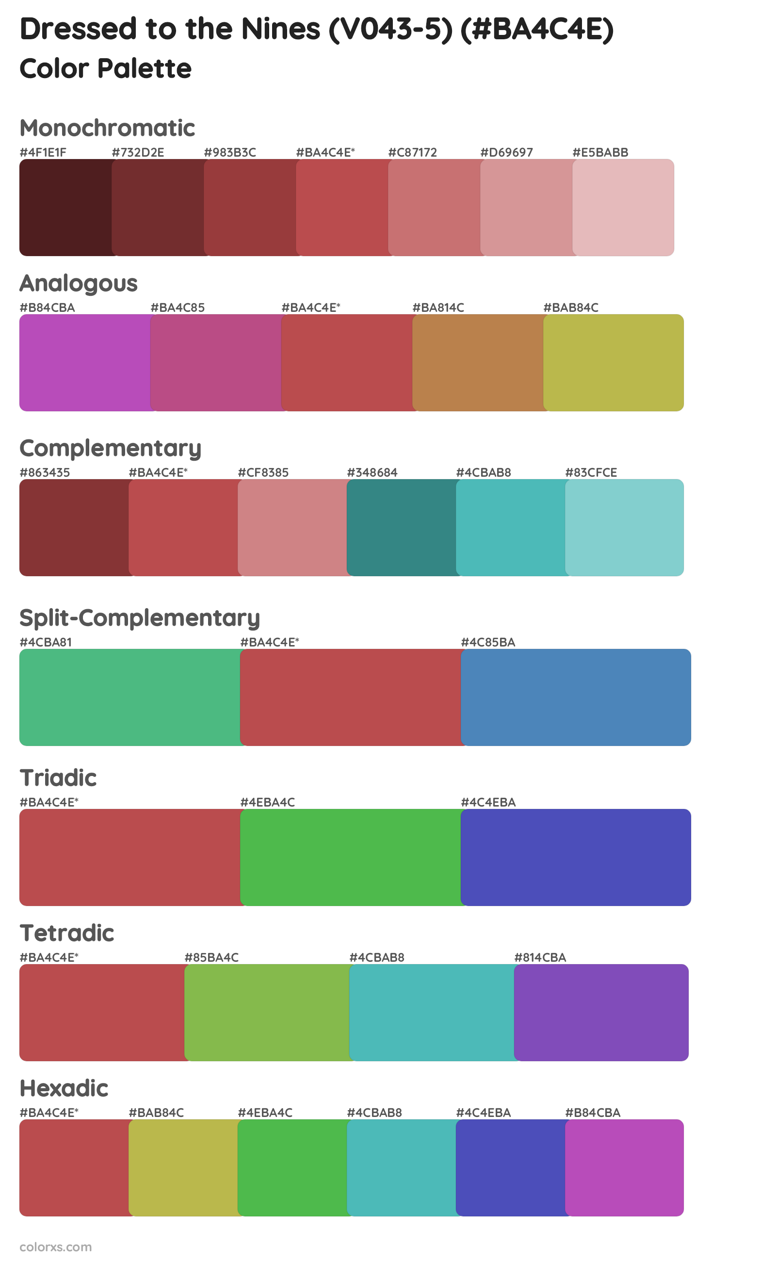Dressed to the Nines (V043-5) Color Scheme Palettes
