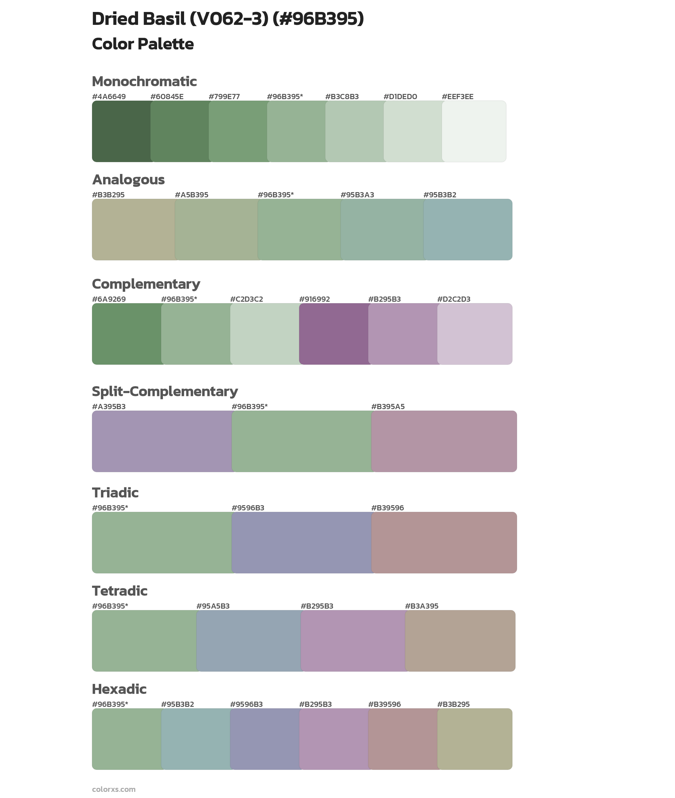 Dried Basil (V062-3) Color Scheme Palettes