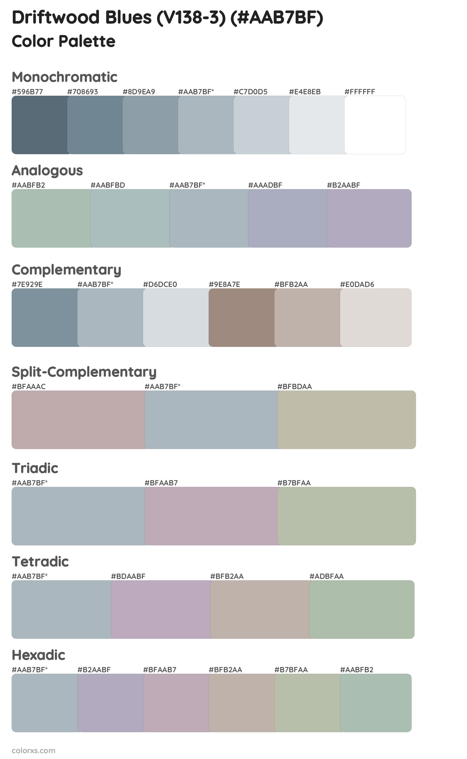 Driftwood Blues (V138-3) Color Scheme Palettes