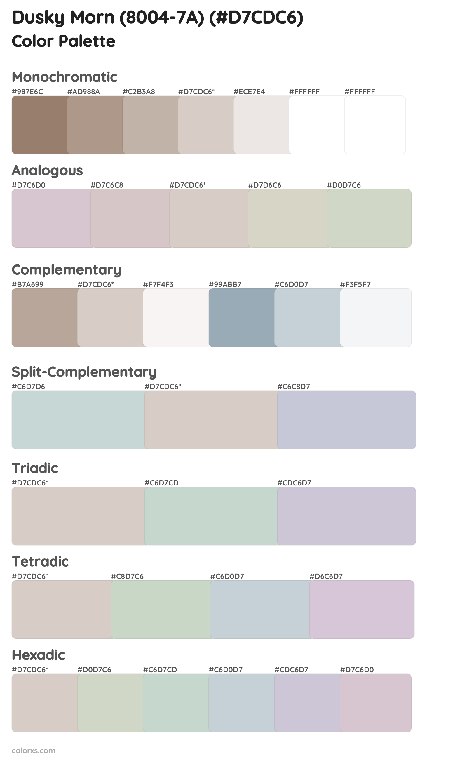 Dusky Morn (8004-7A) Color Scheme Palettes