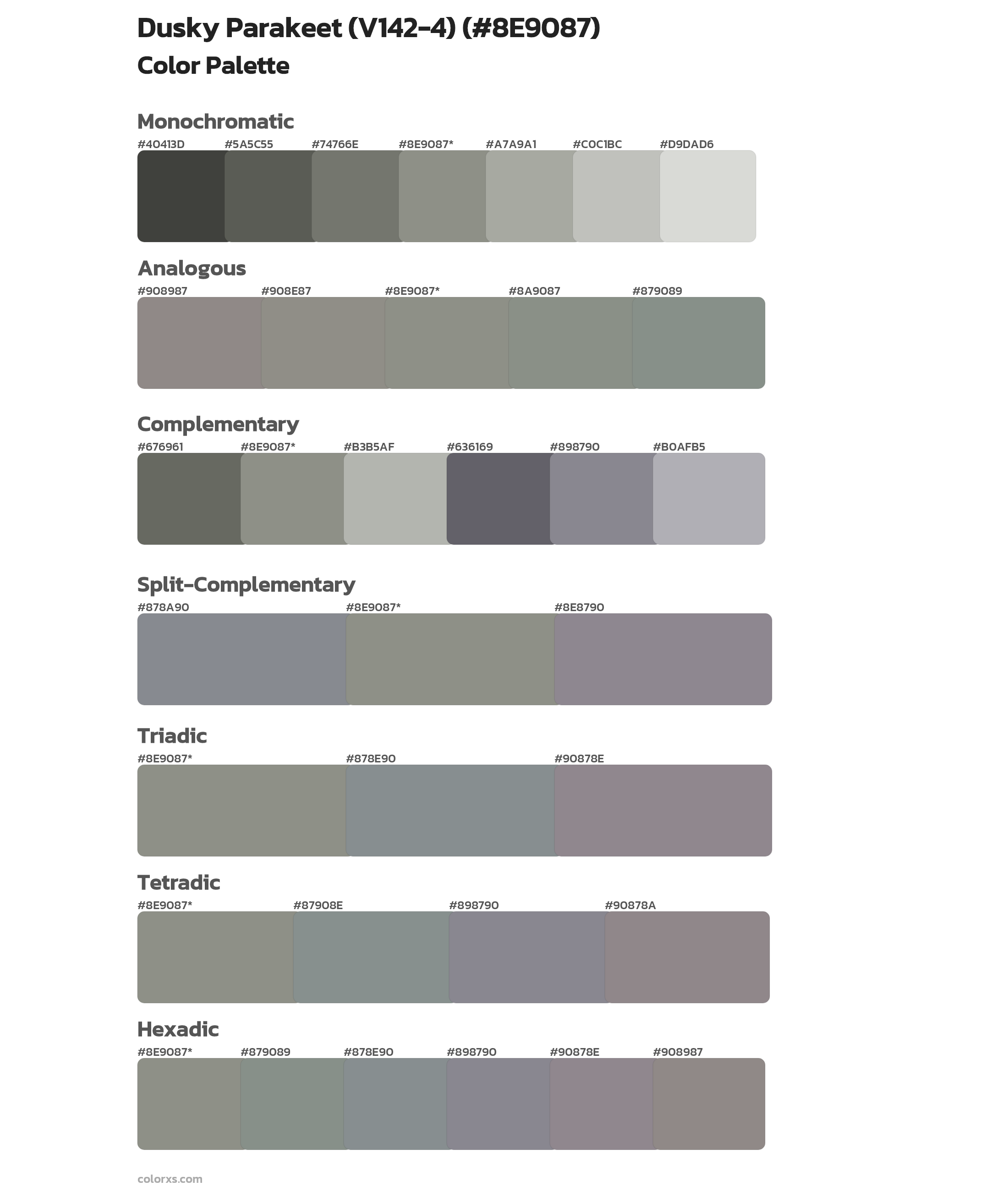 Dusky Parakeet (V142-4) Color Scheme Palettes