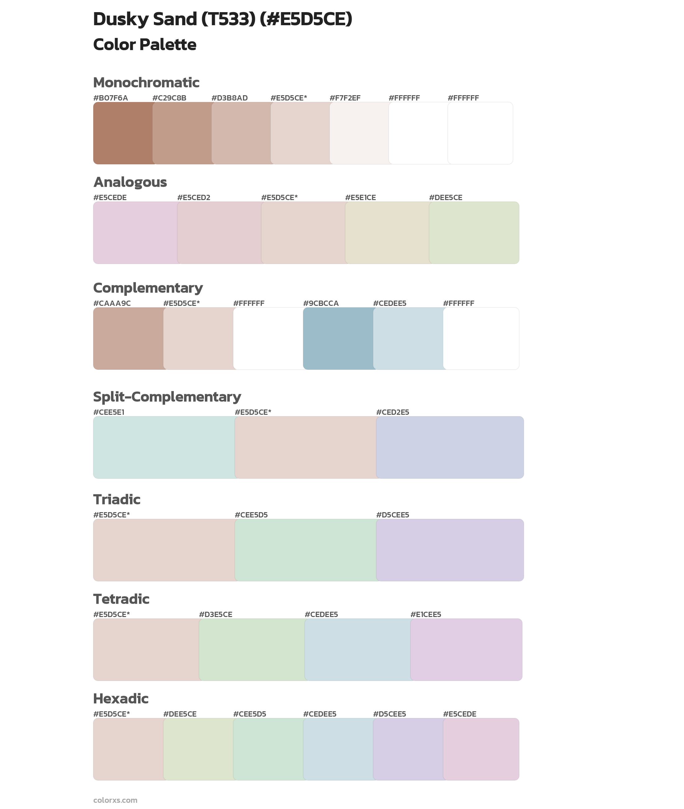 Dusky Sand (T533) Color Scheme Palettes