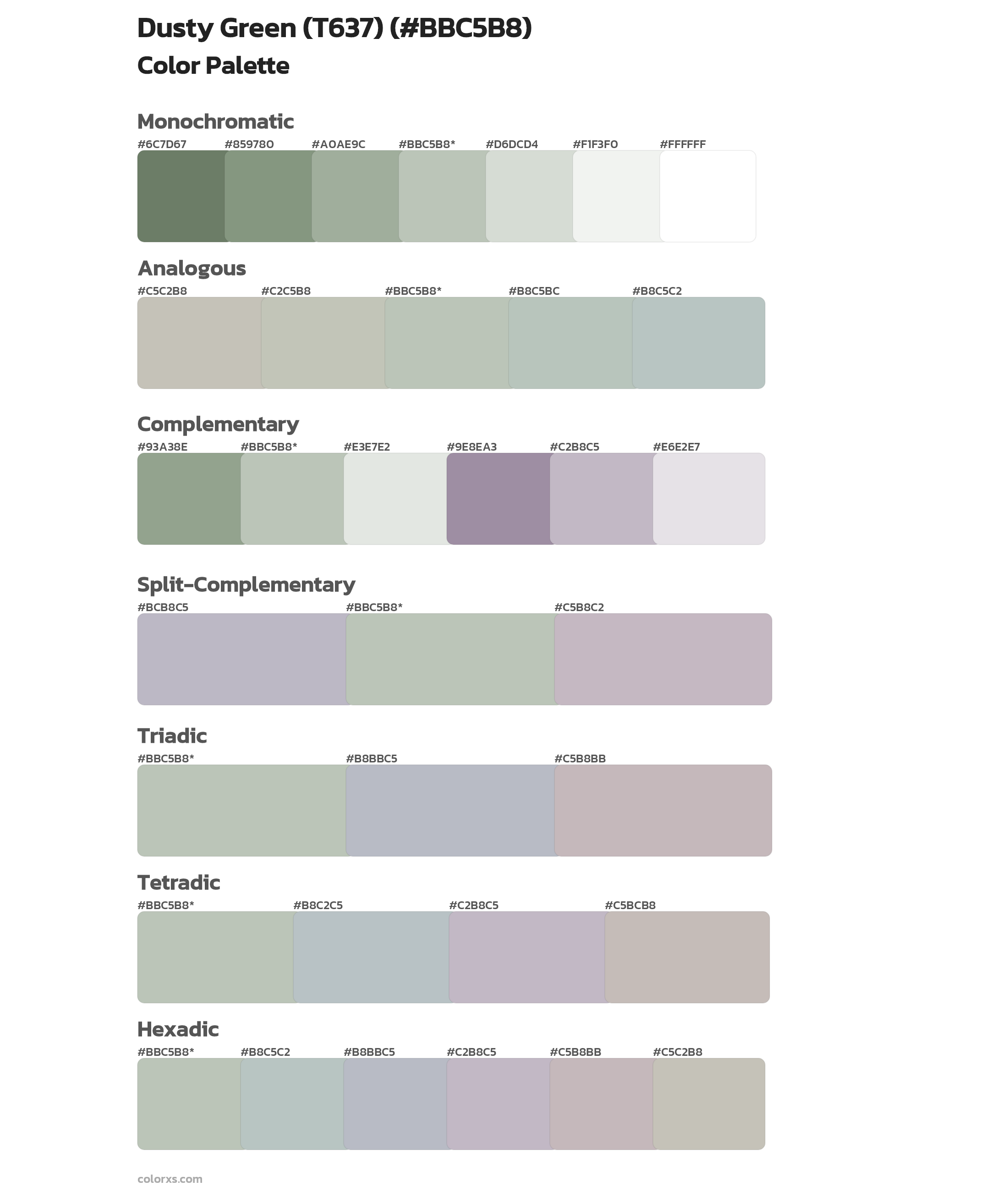 Dusty Green (T637) Color Scheme Palettes
