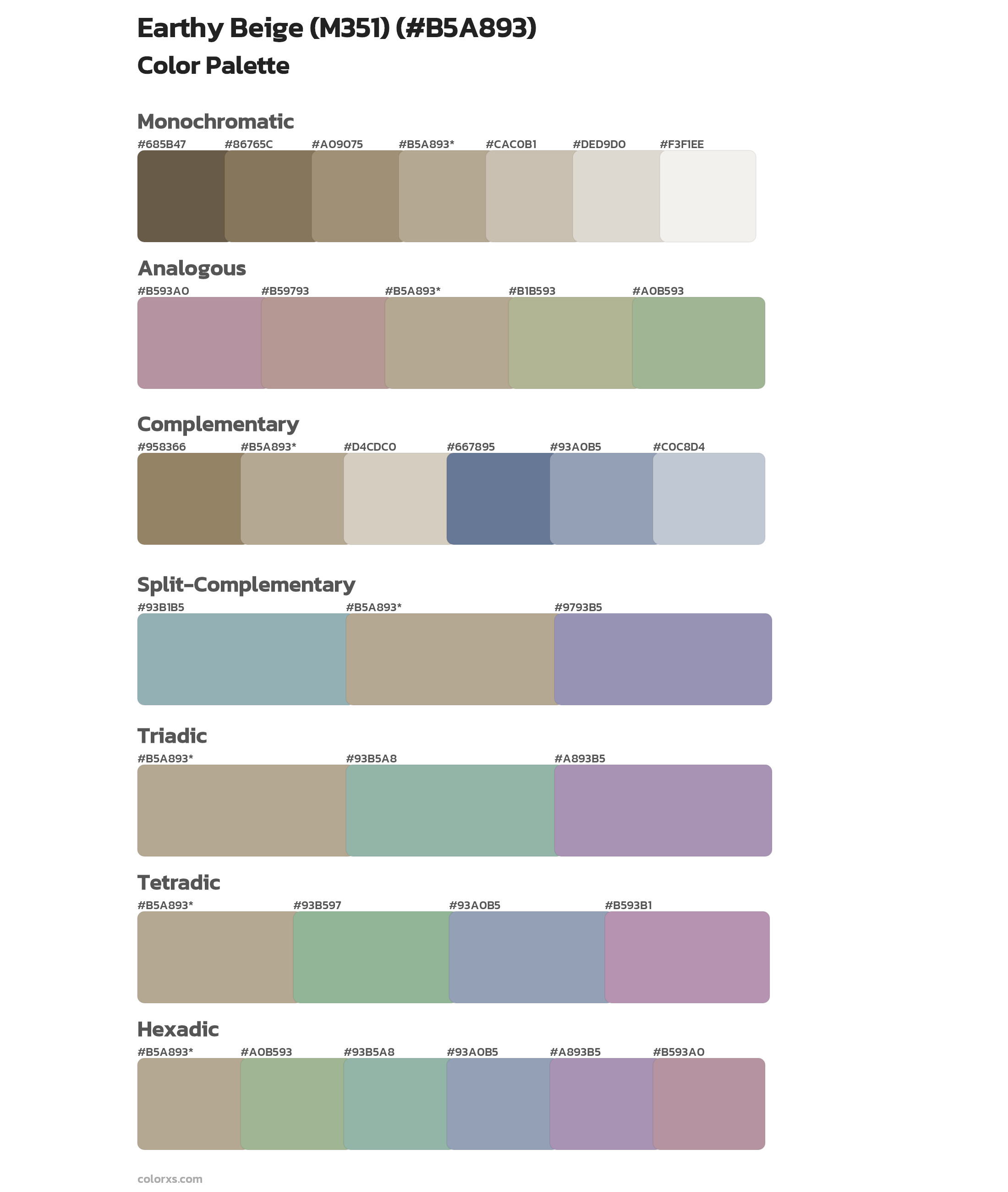 Earthy Beige (M351) Color Scheme Palettes