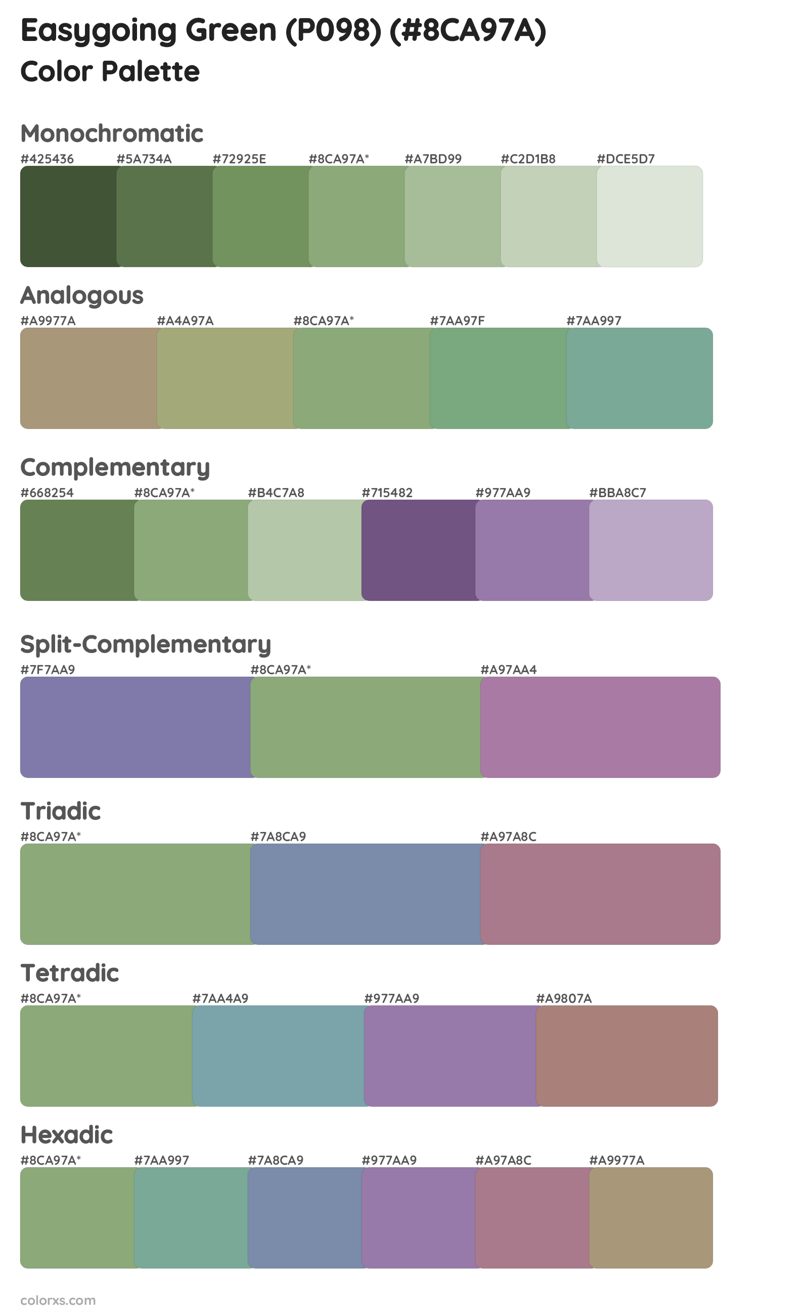 Easygoing Green (P098) Color Scheme Palettes