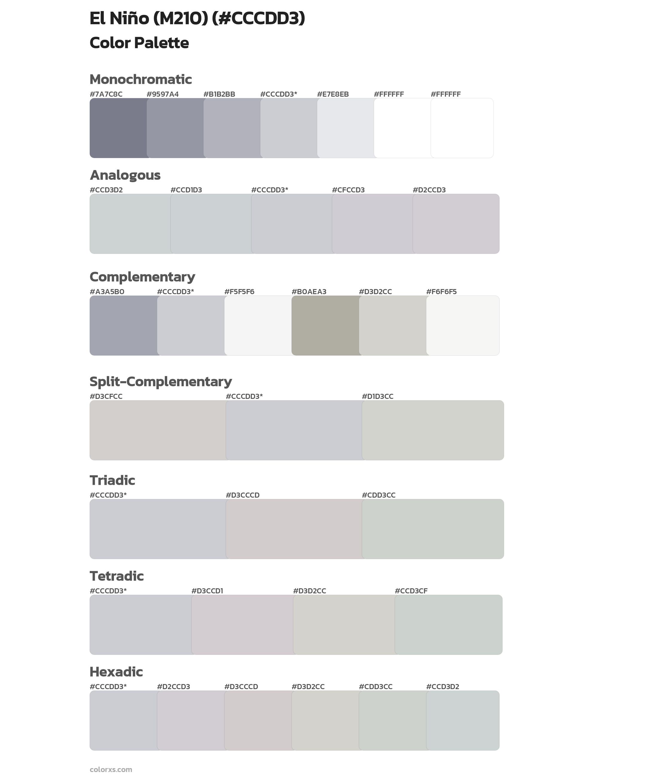 El Niño (M210) Color Scheme Palettes