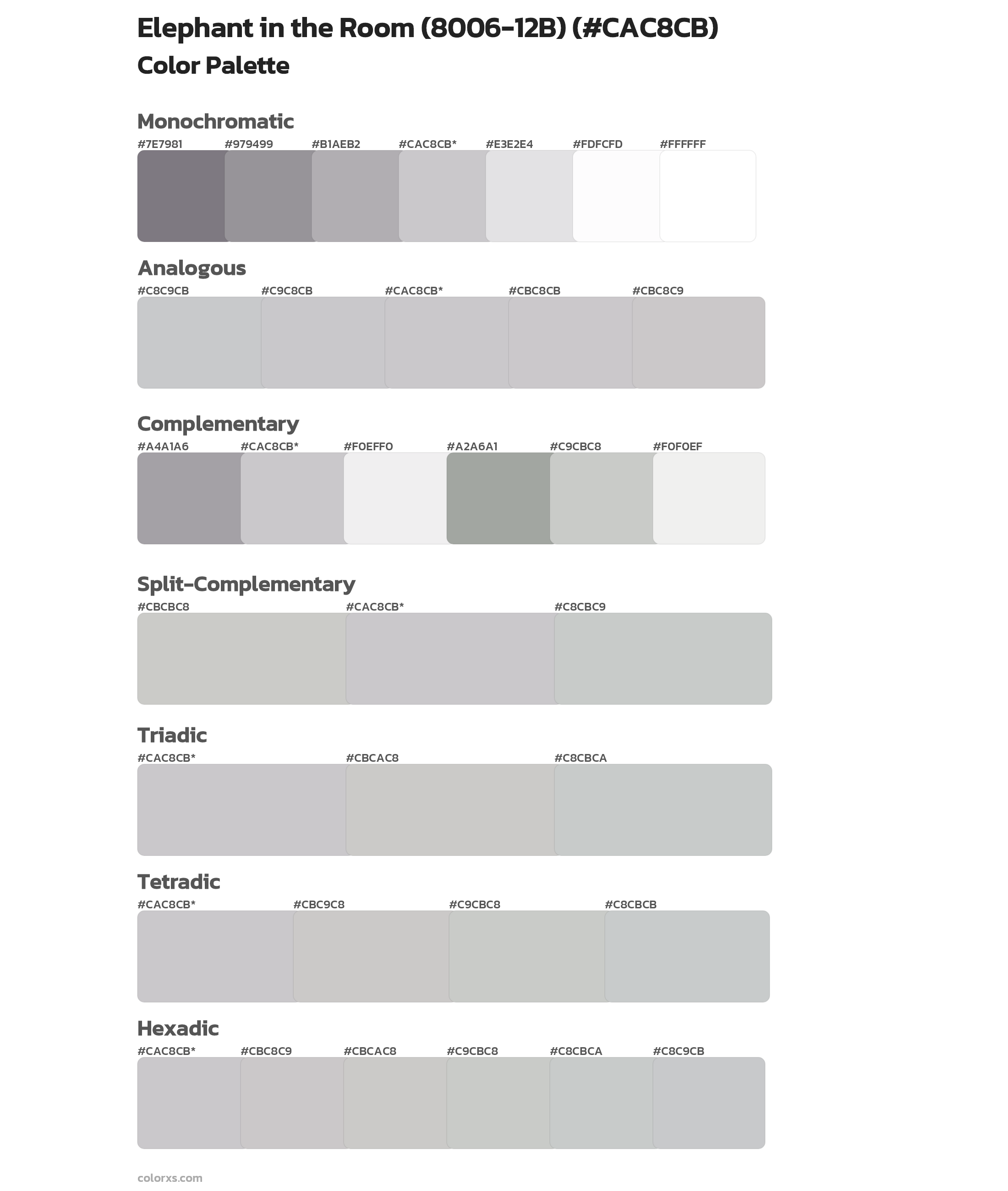Elephant in the Room (8006-12B) Color Scheme Palettes