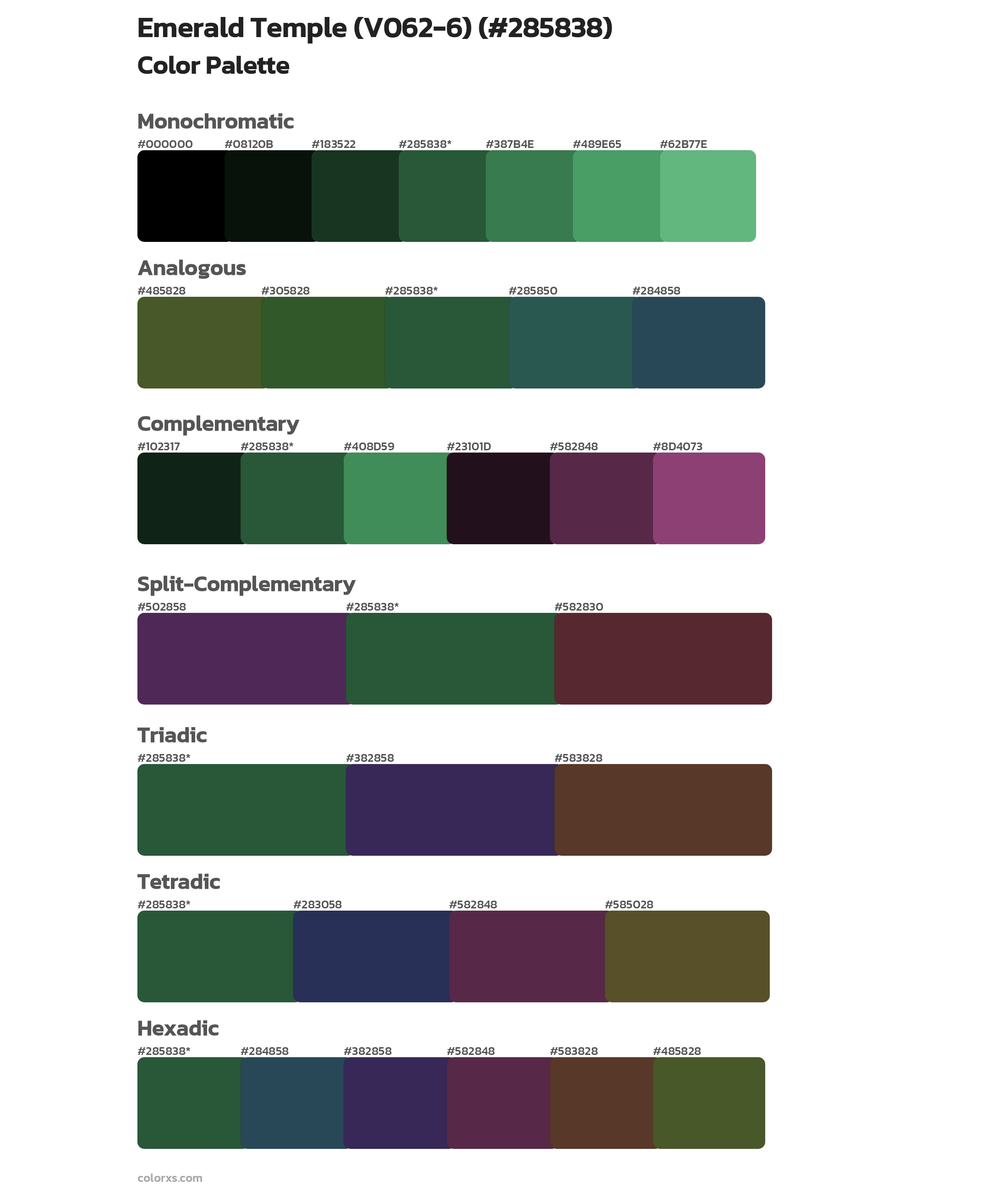 Emerald Temple (V062-6) Color Scheme Palettes