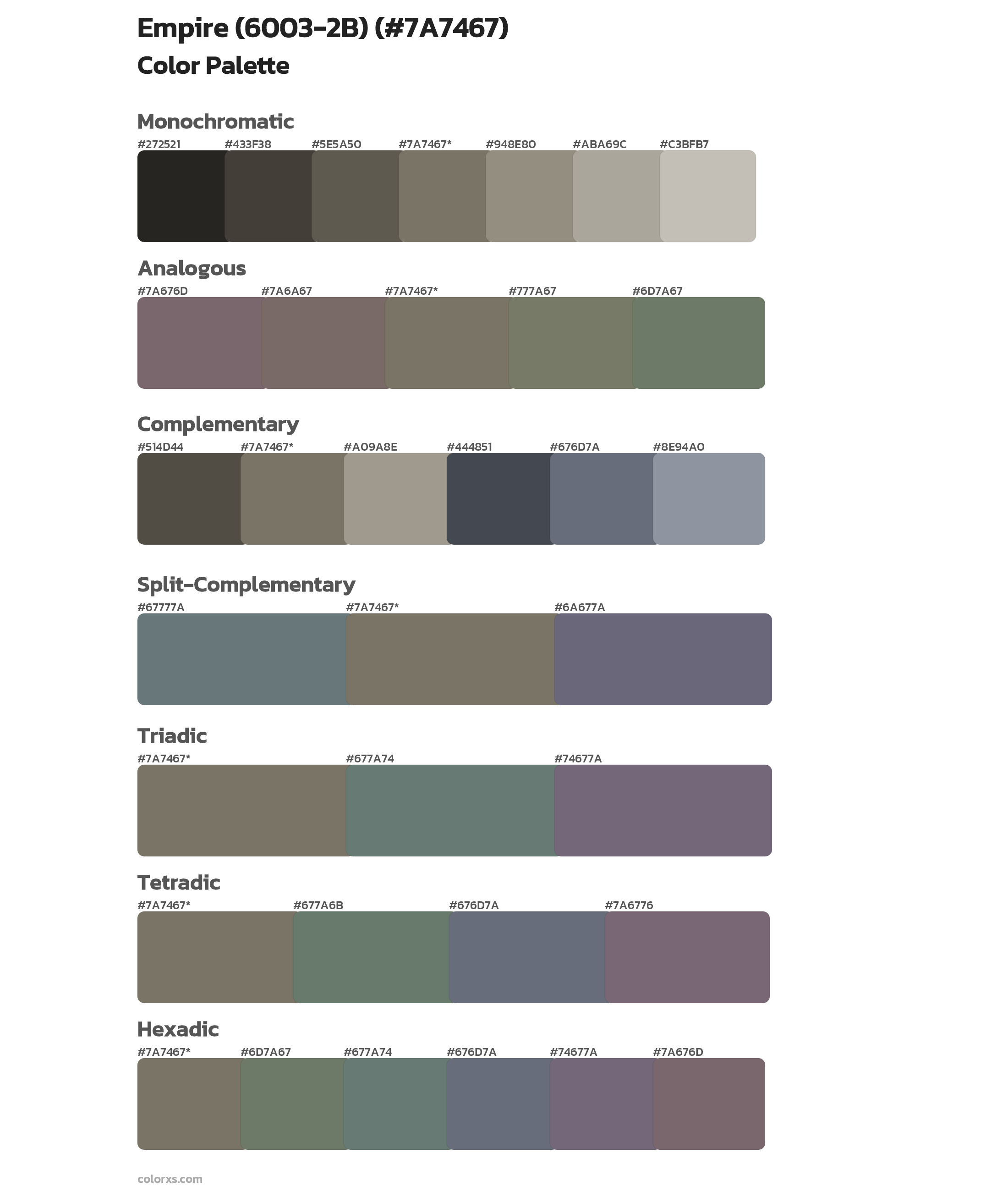 Empire (6003-2B) Color Scheme Palettes