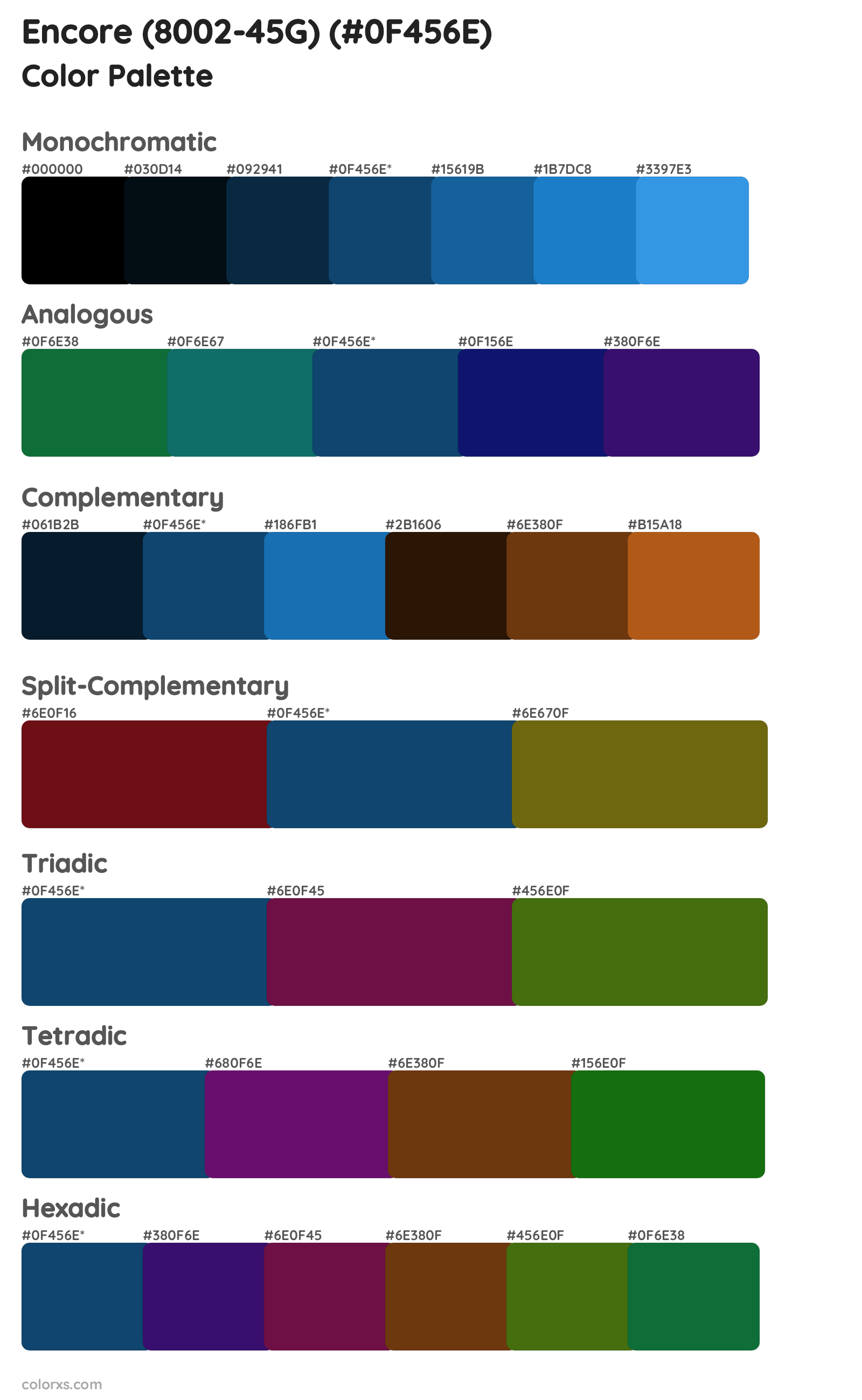 Encore (8002-45G) Color Scheme Palettes
