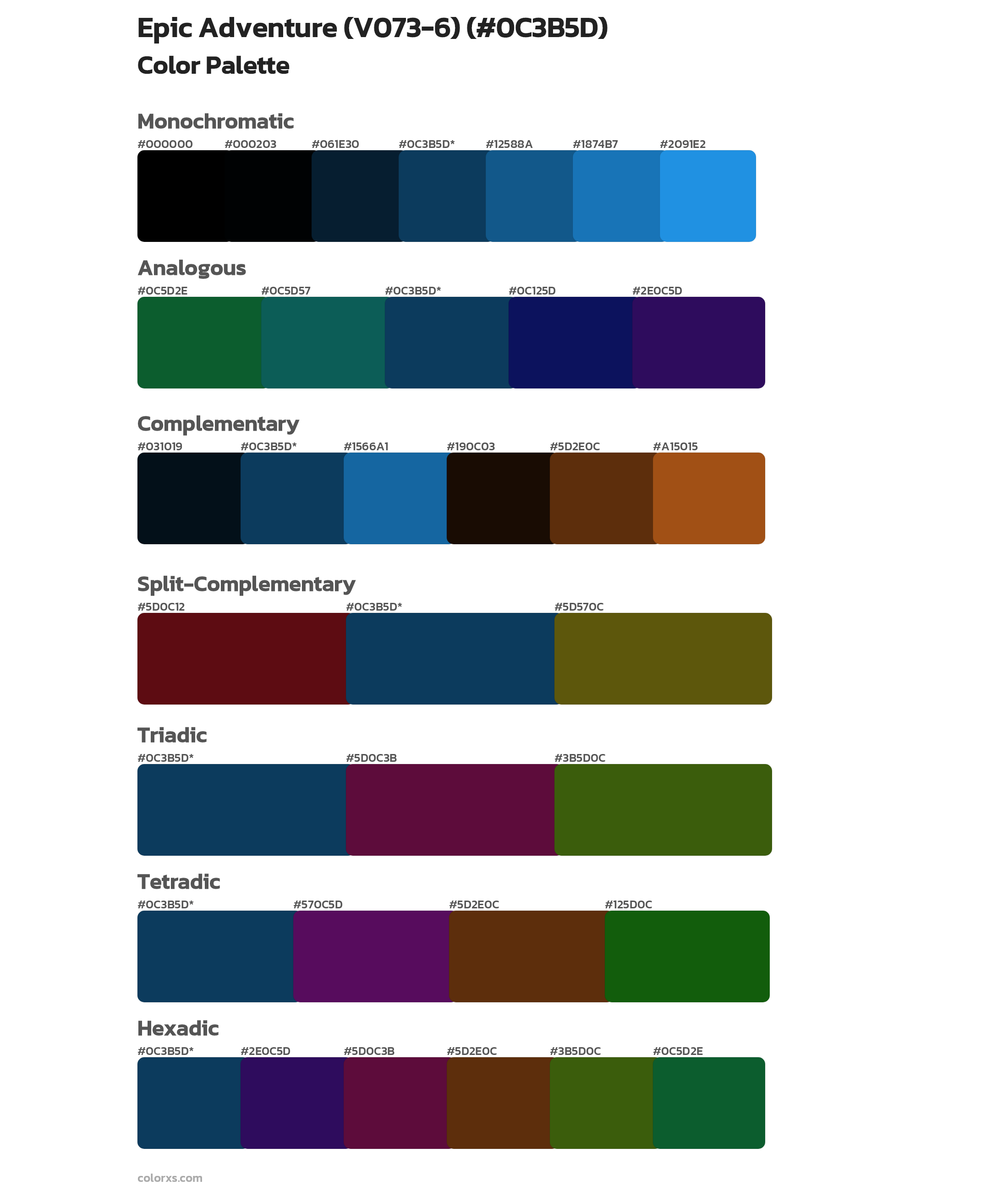 Epic Adventure (V073-6) Color Scheme Palettes