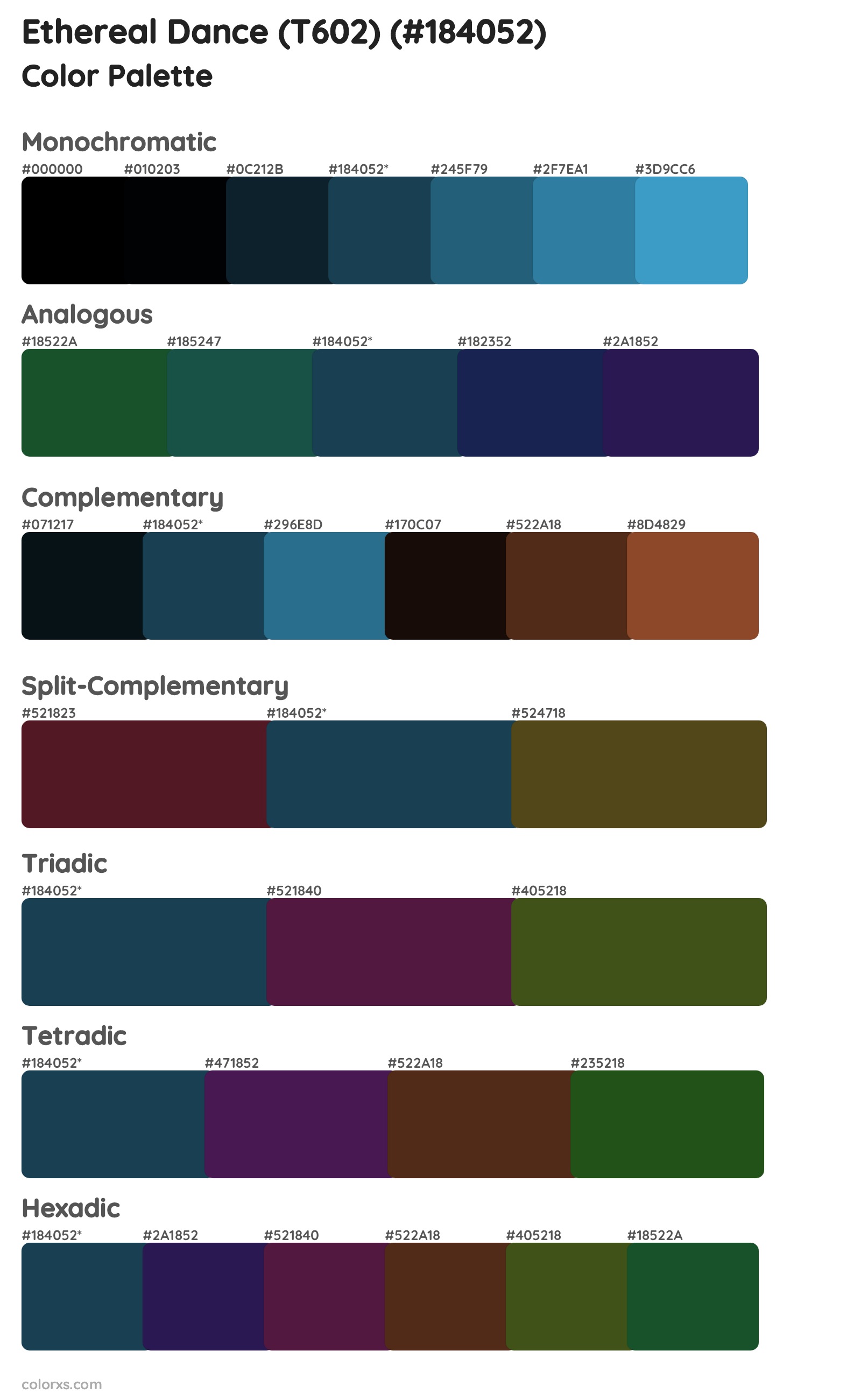 Ethereal Dance (T602) Color Scheme Palettes