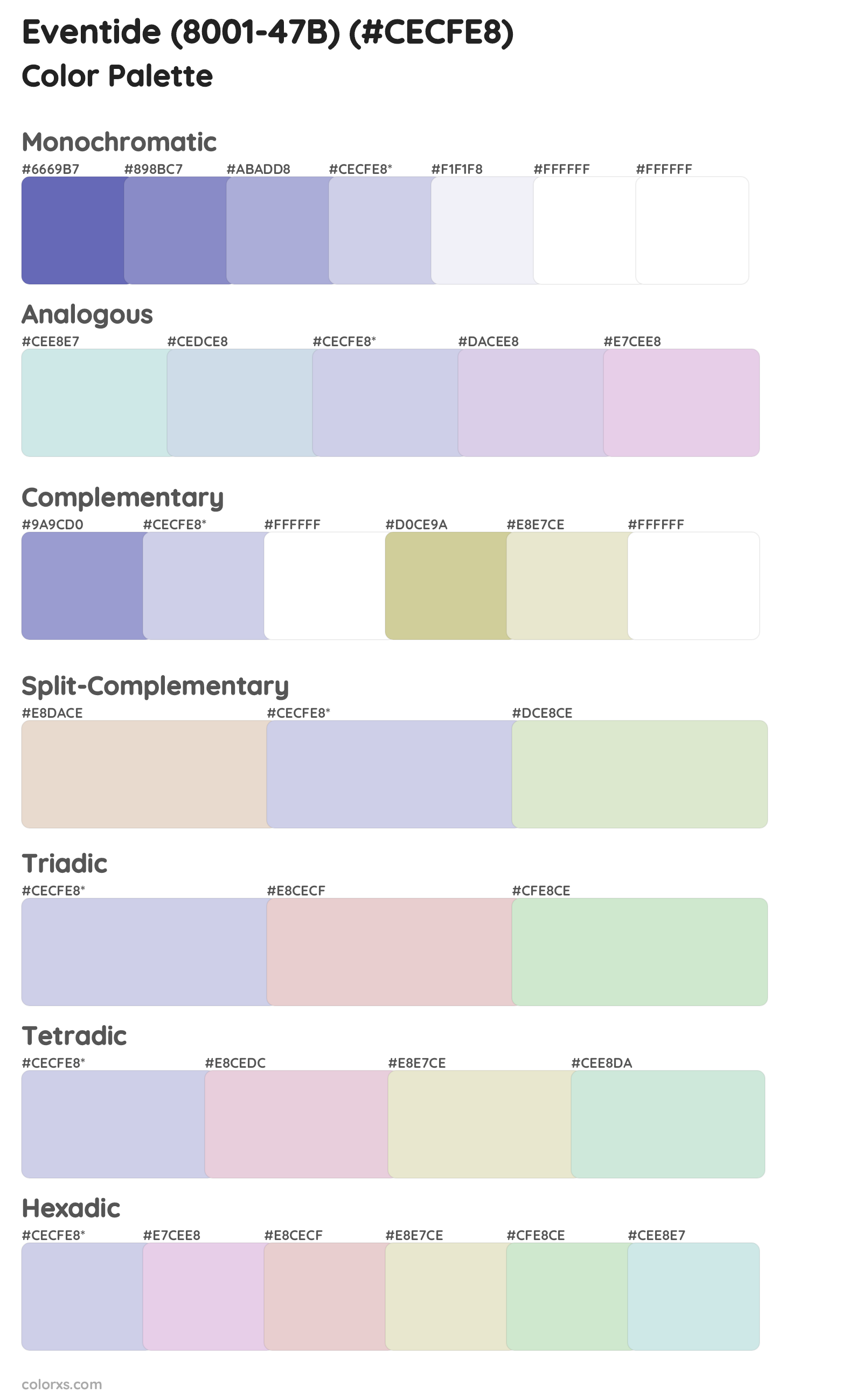 Eventide (8001-47B) Color Scheme Palettes
