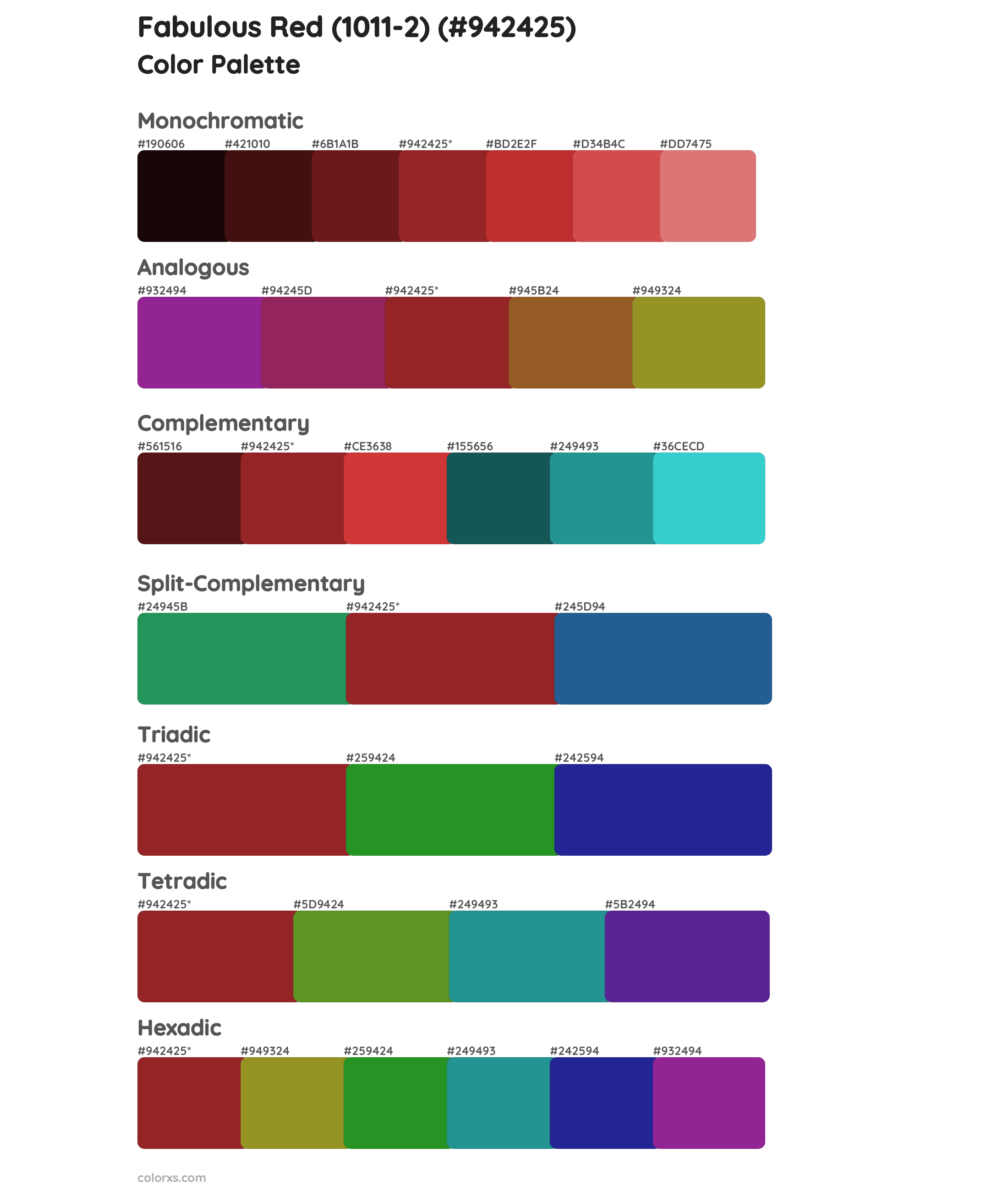 Fabulous Red (1011-2) Color Scheme Palettes