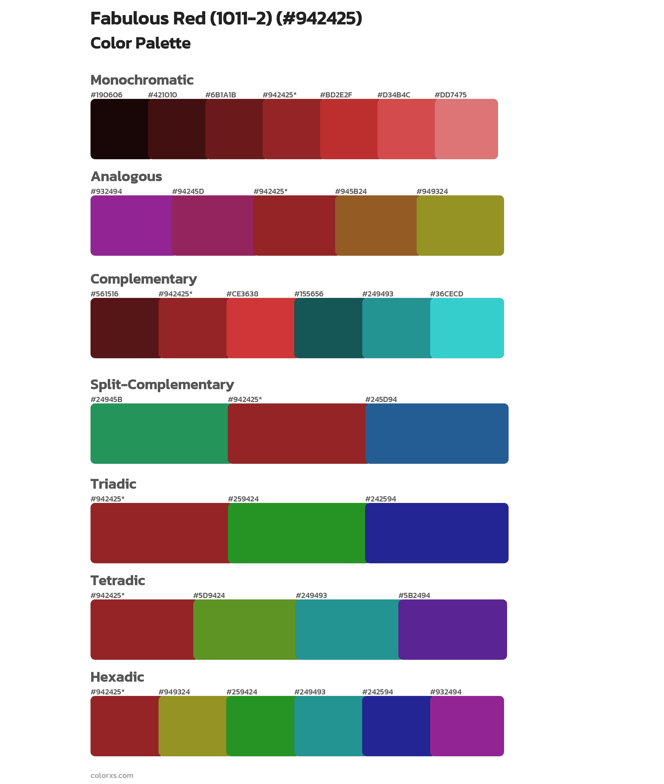 Fabulous Red (1011-2) Color Scheme Palettes