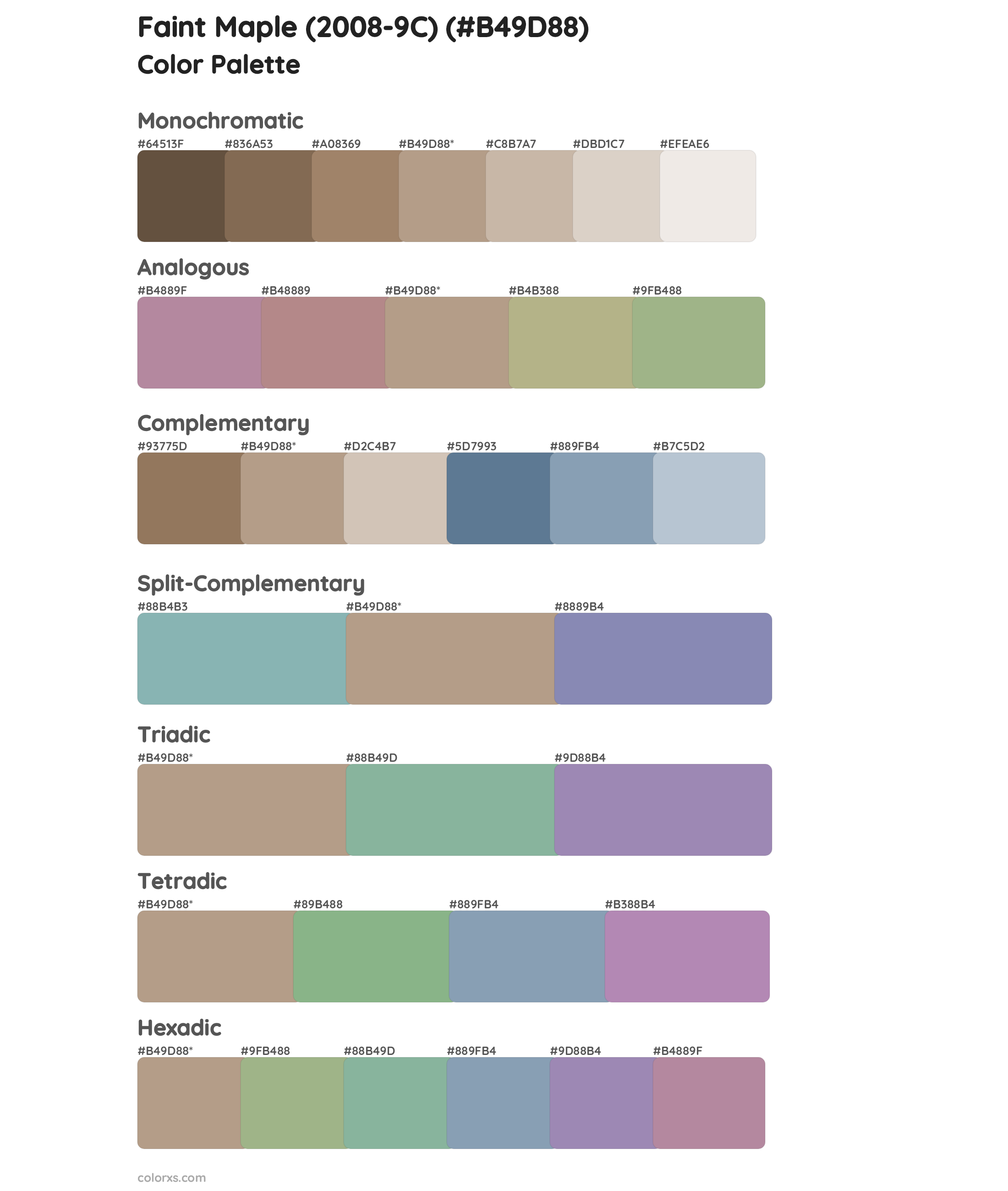 Faint Maple (2008-9C) Color Scheme Palettes