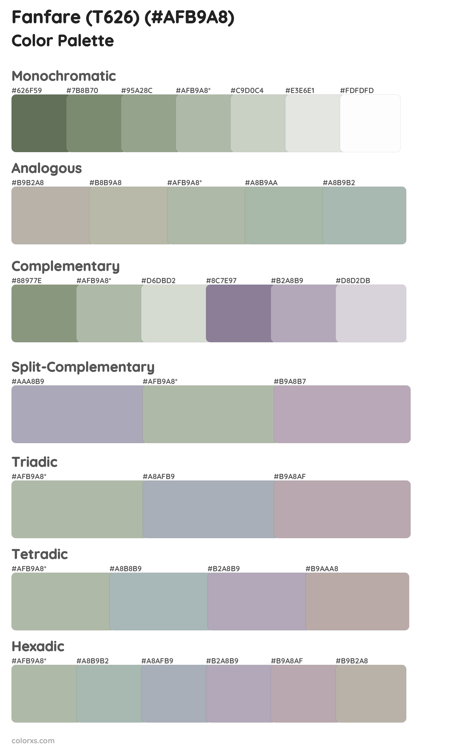 Fanfare (T626) Color Scheme Palettes