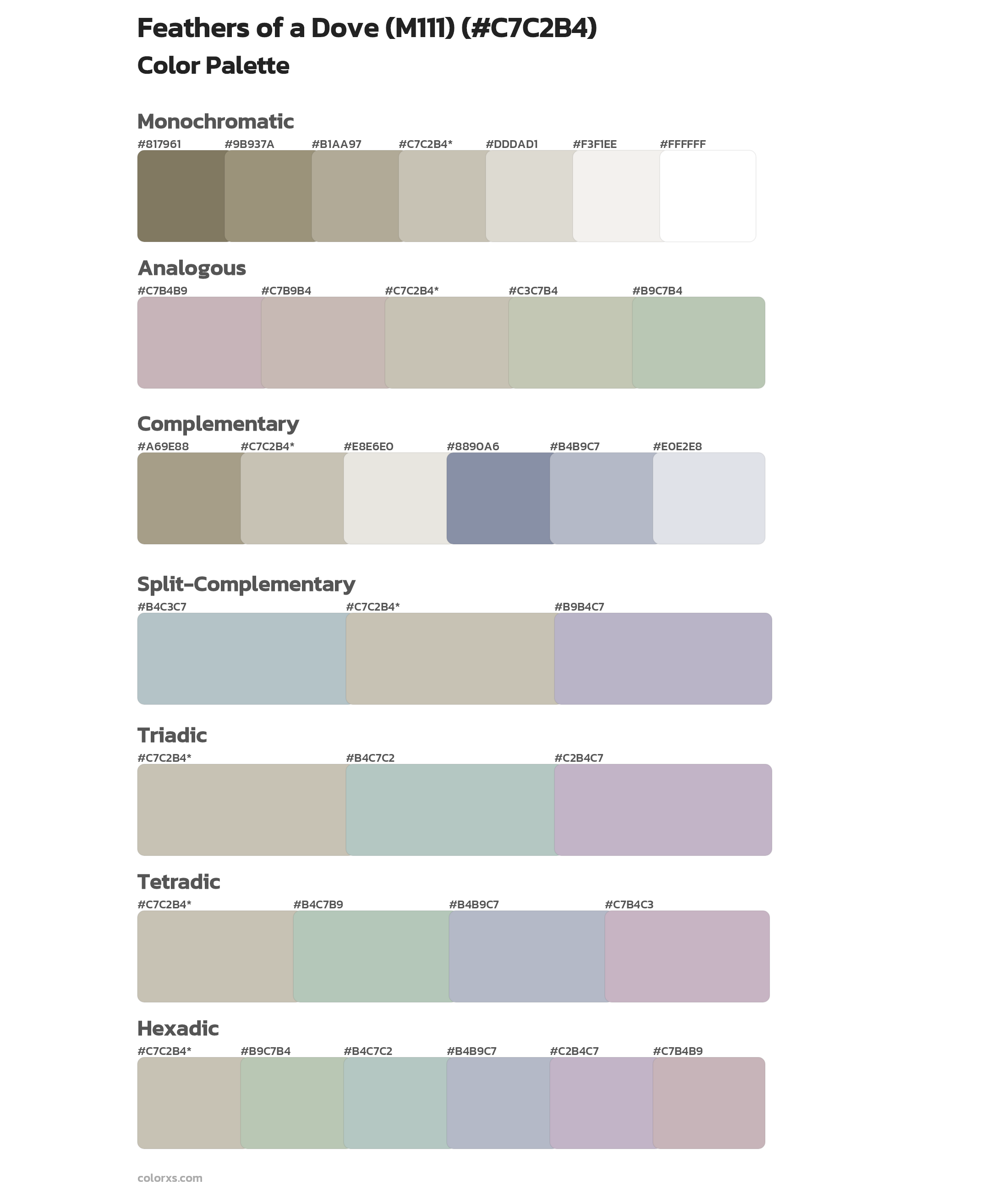 Feathers of a Dove (M111) Color Scheme Palettes