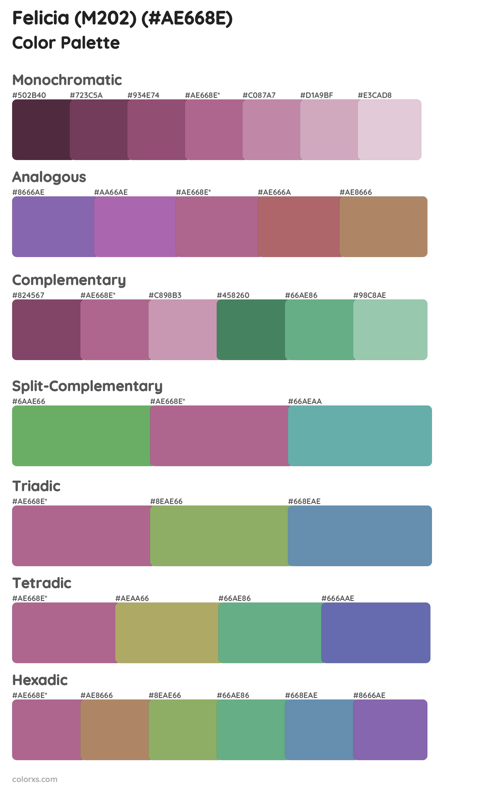 Felicia (M202) Color Scheme Palettes