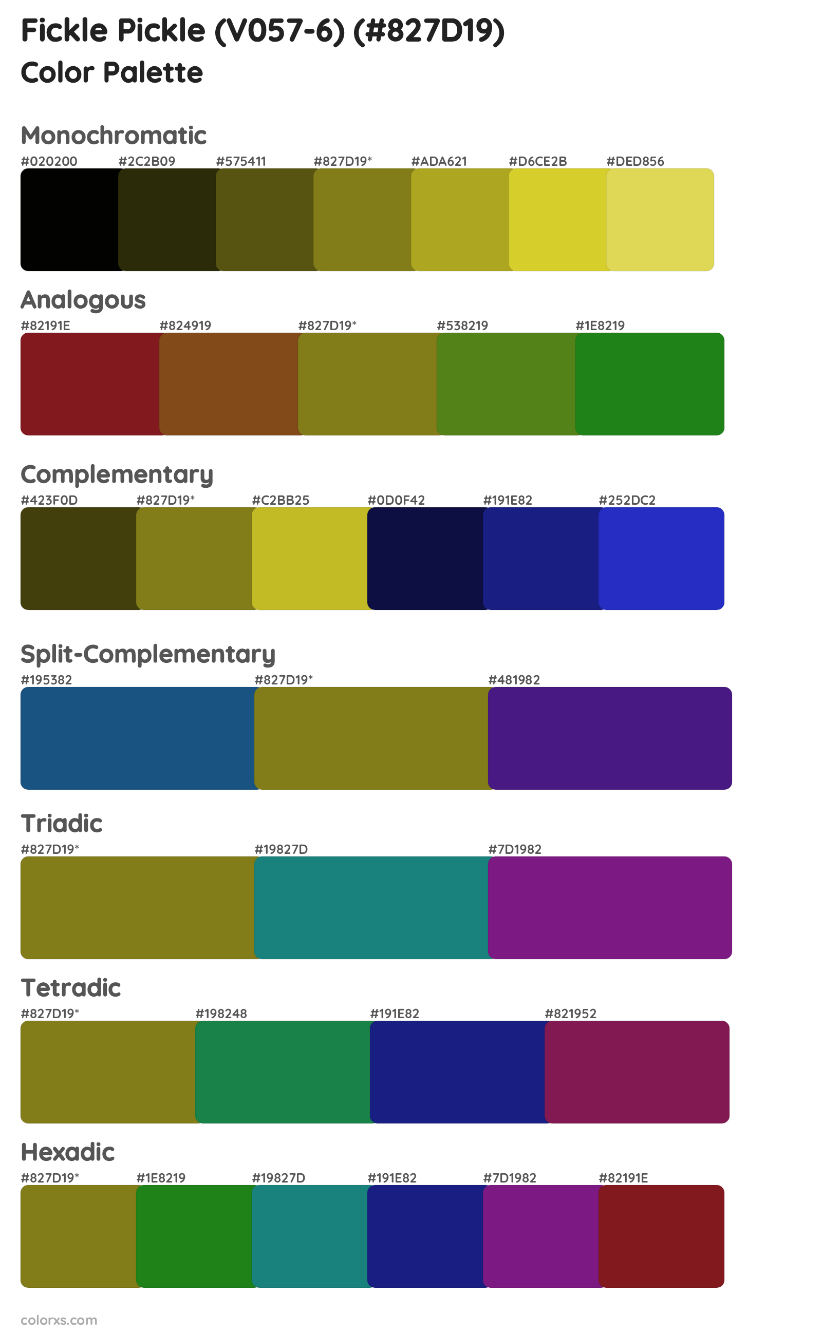 Fickle Pickle (V057-6) Color Scheme Palettes