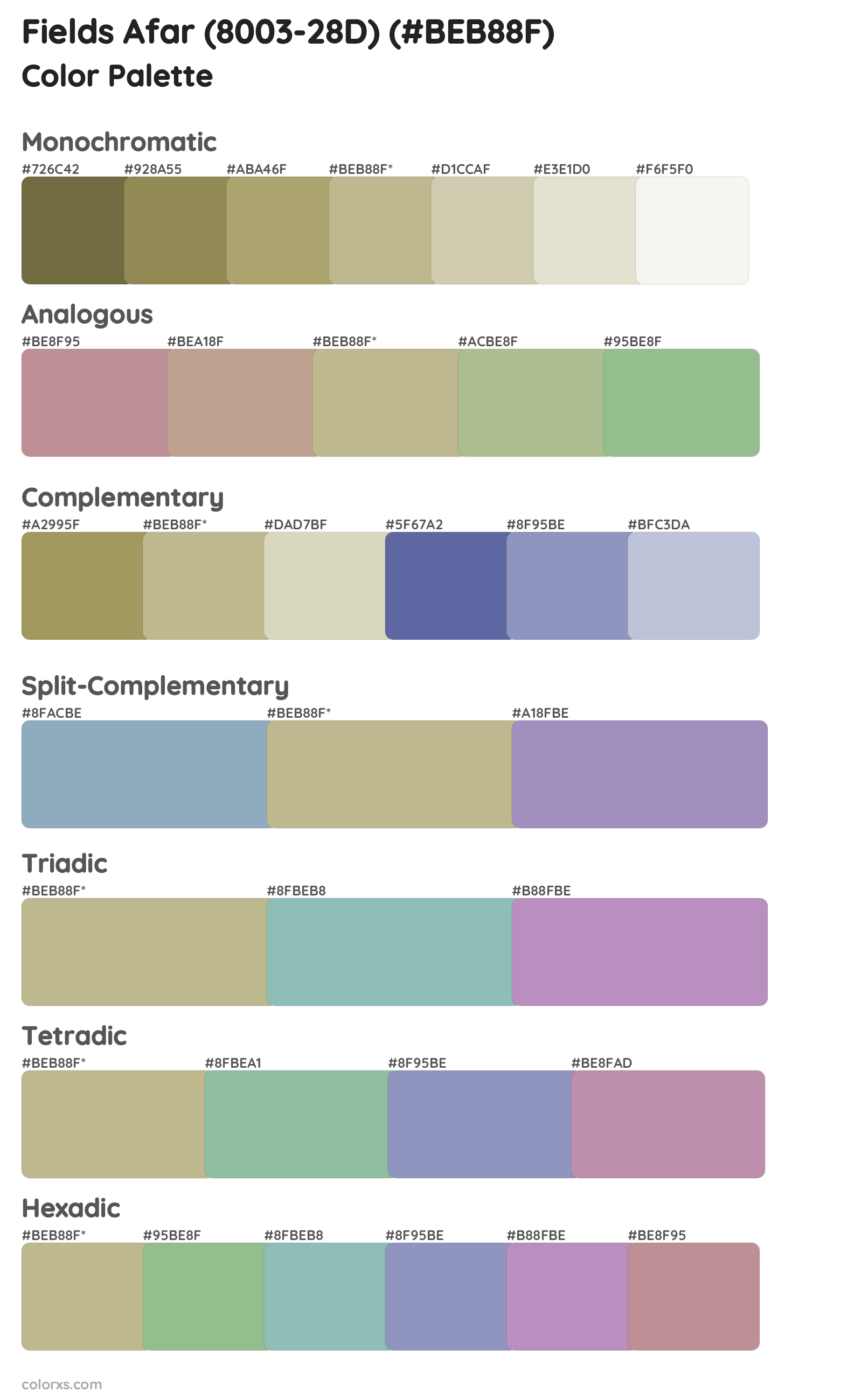 Fields Afar (8003-28D) Color Scheme Palettes