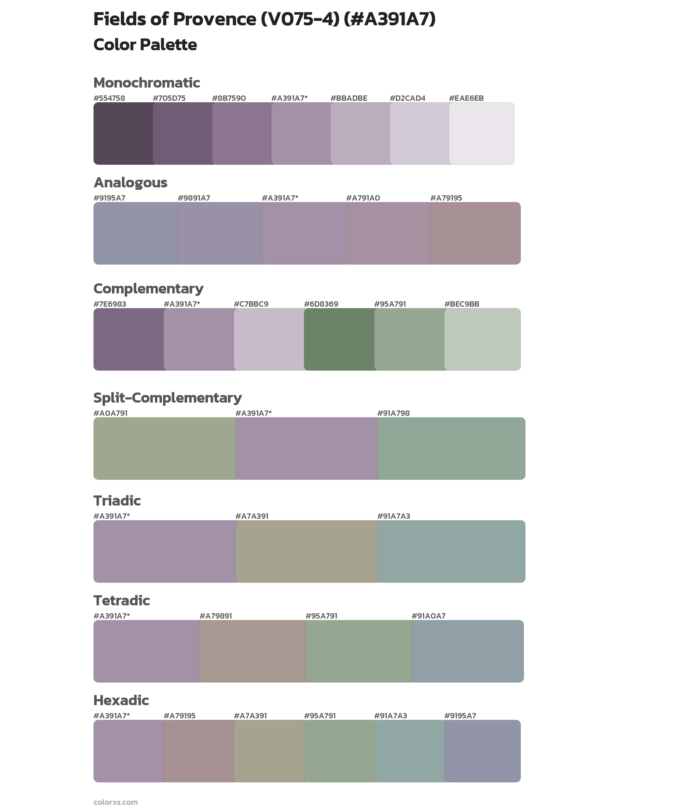 Fields of Provence (V075-4) Color Scheme Palettes
