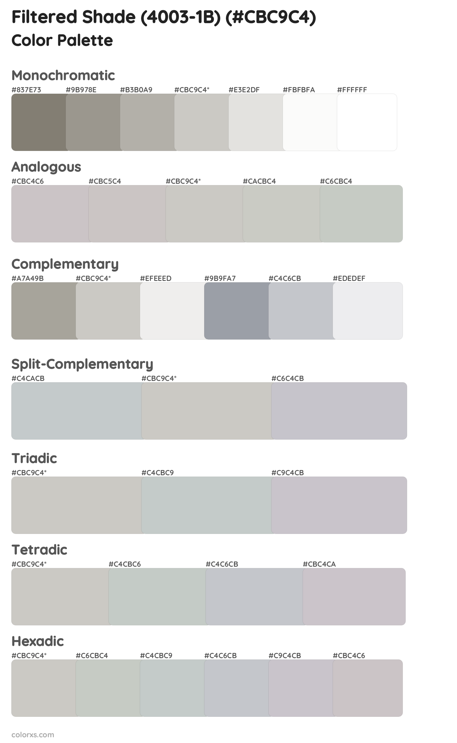 Filtered Shade (4003-1B) Color Scheme Palettes