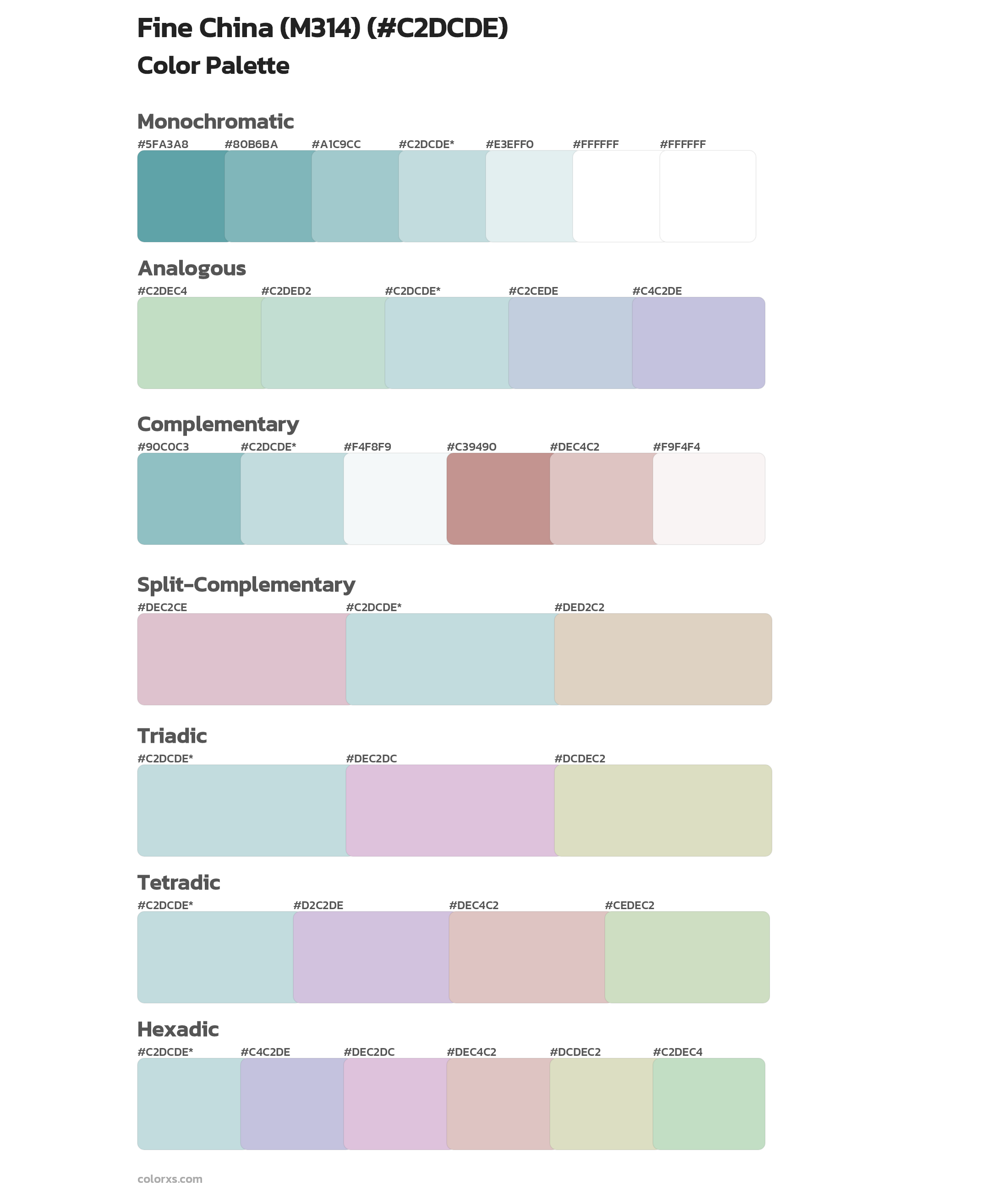 Fine China (M314) Color Scheme Palettes