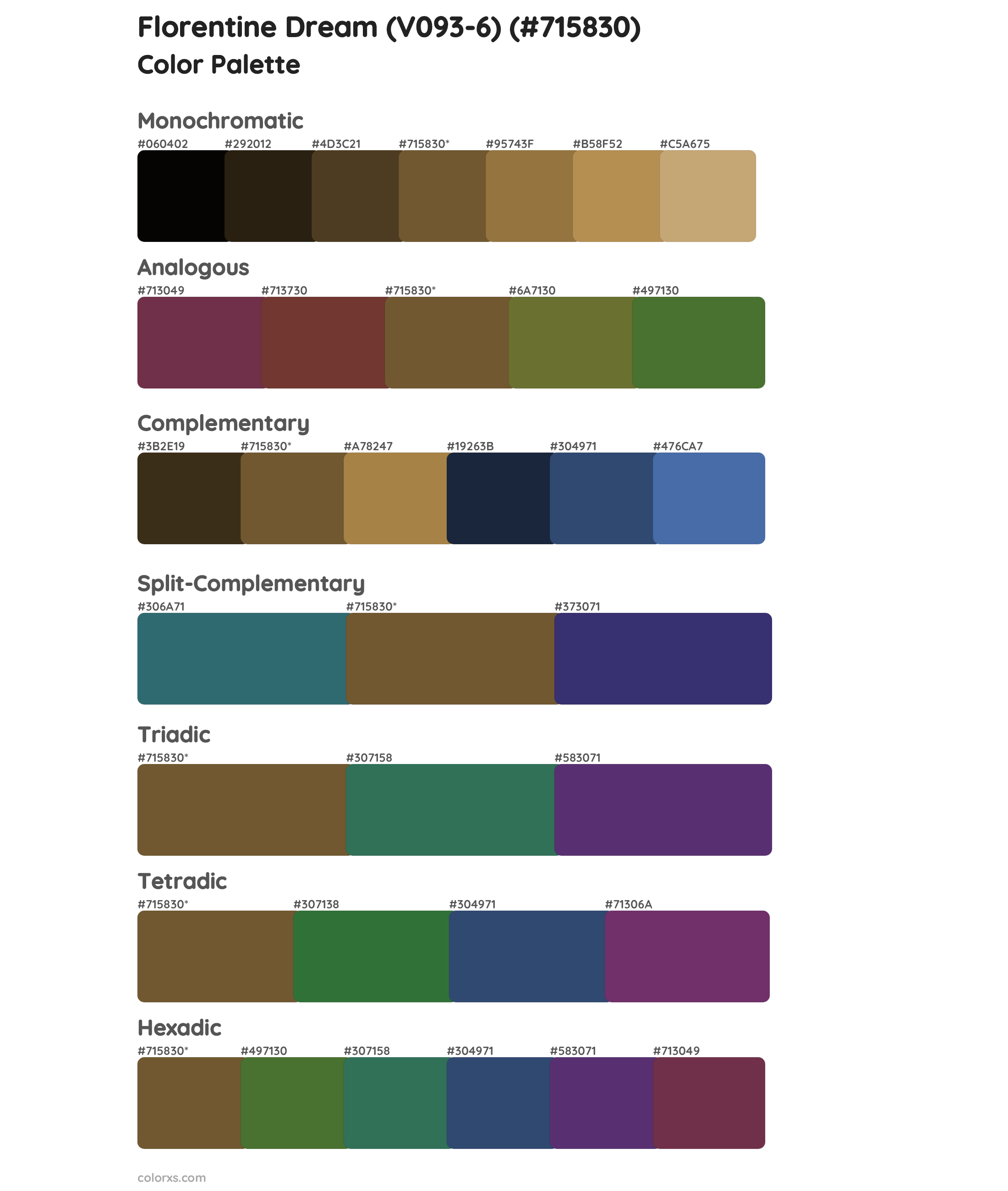 Florentine Dream (V093-6) Color Scheme Palettes