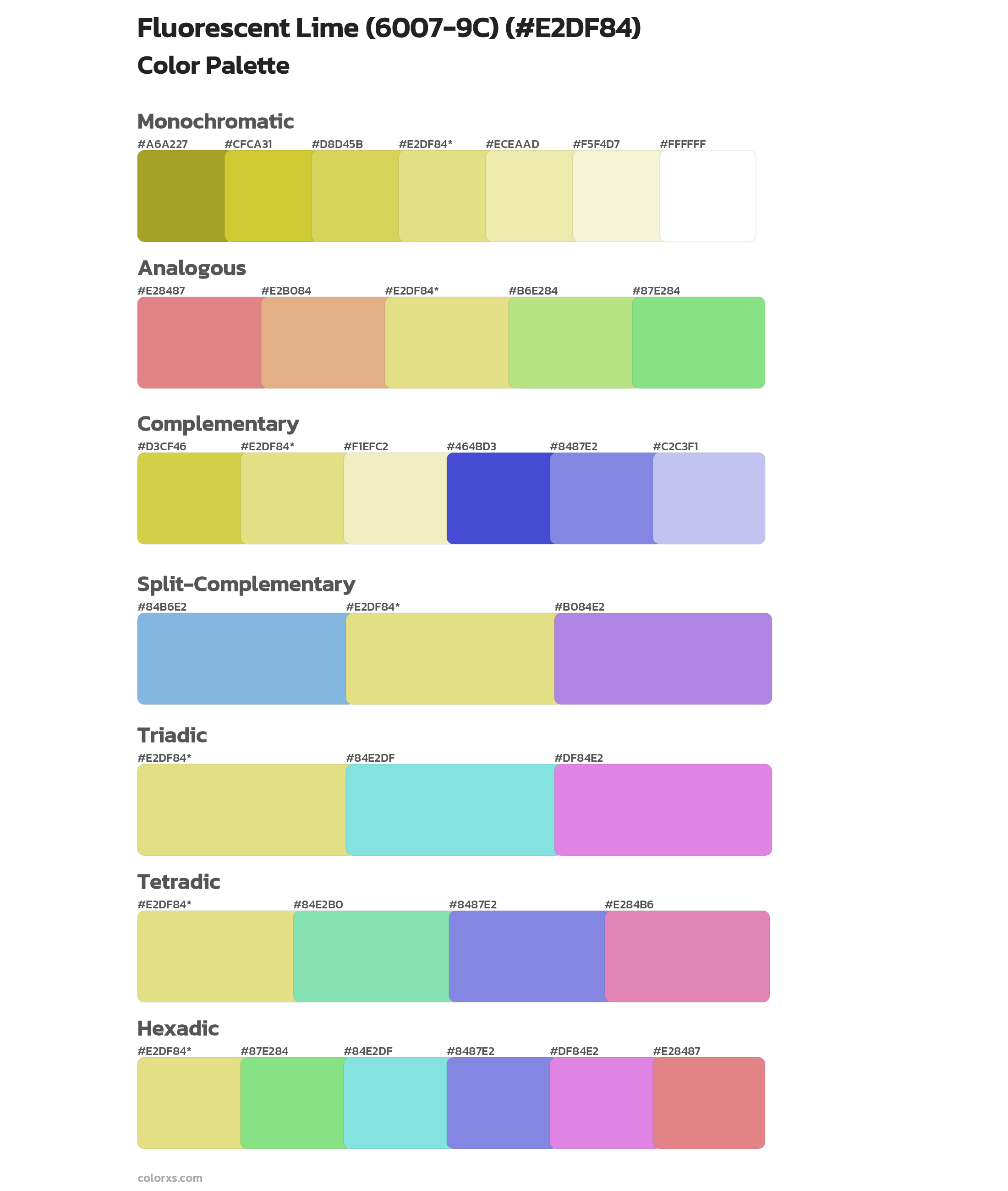 Fluorescent Lime (6007-9C) Color Scheme Palettes