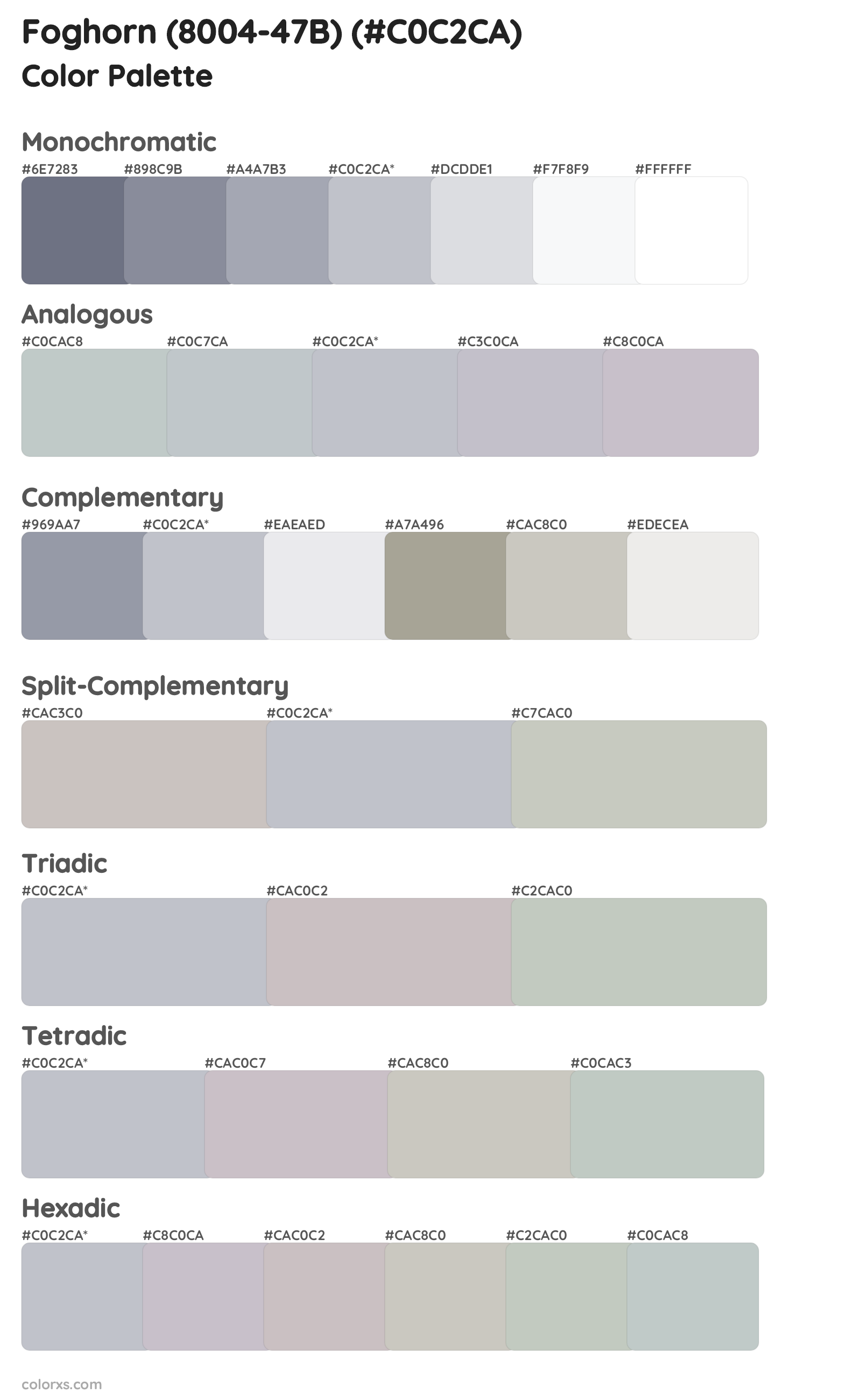 Foghorn (8004-47B) Color Scheme Palettes