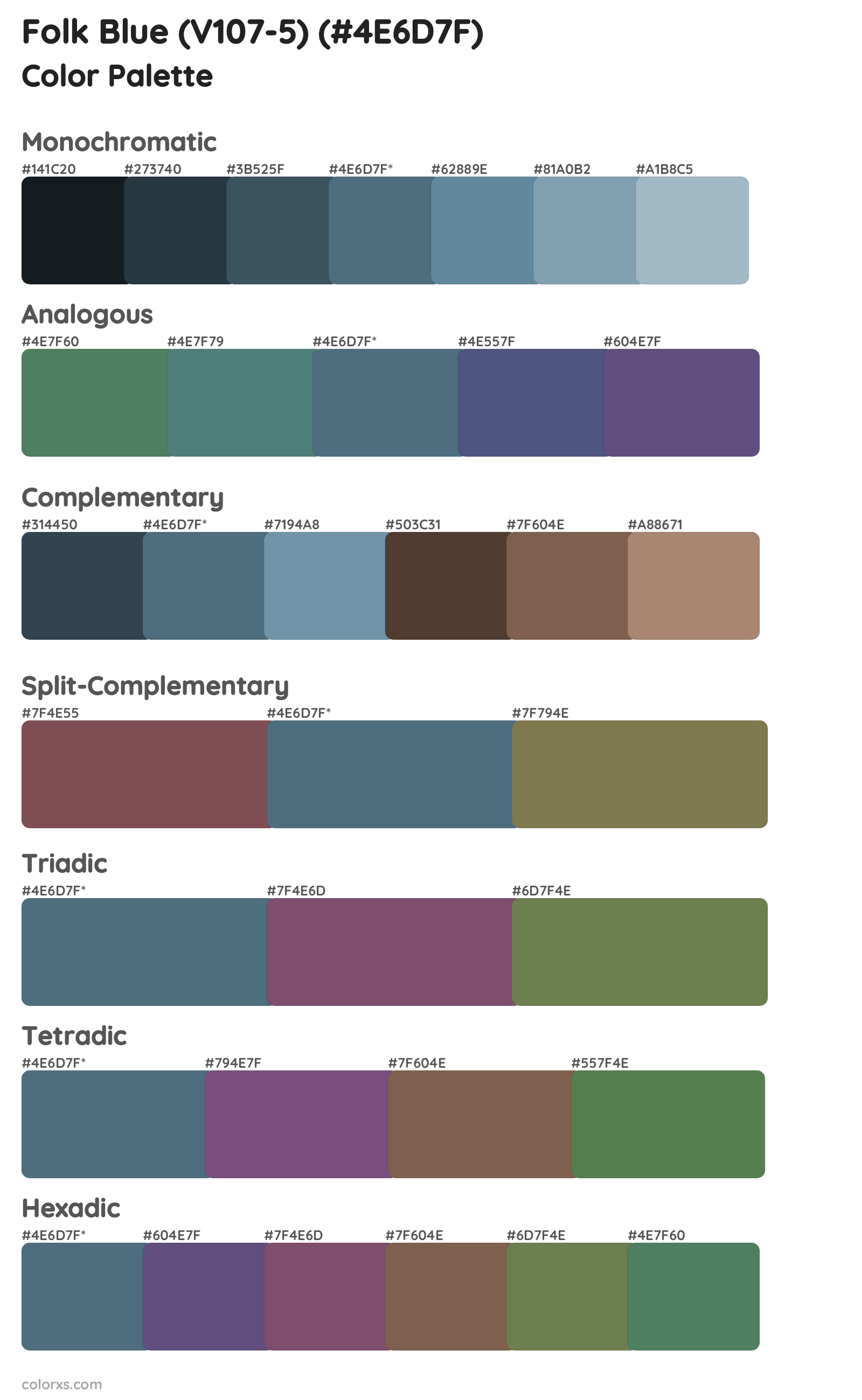Folk Blue (V107-5) Color Scheme Palettes