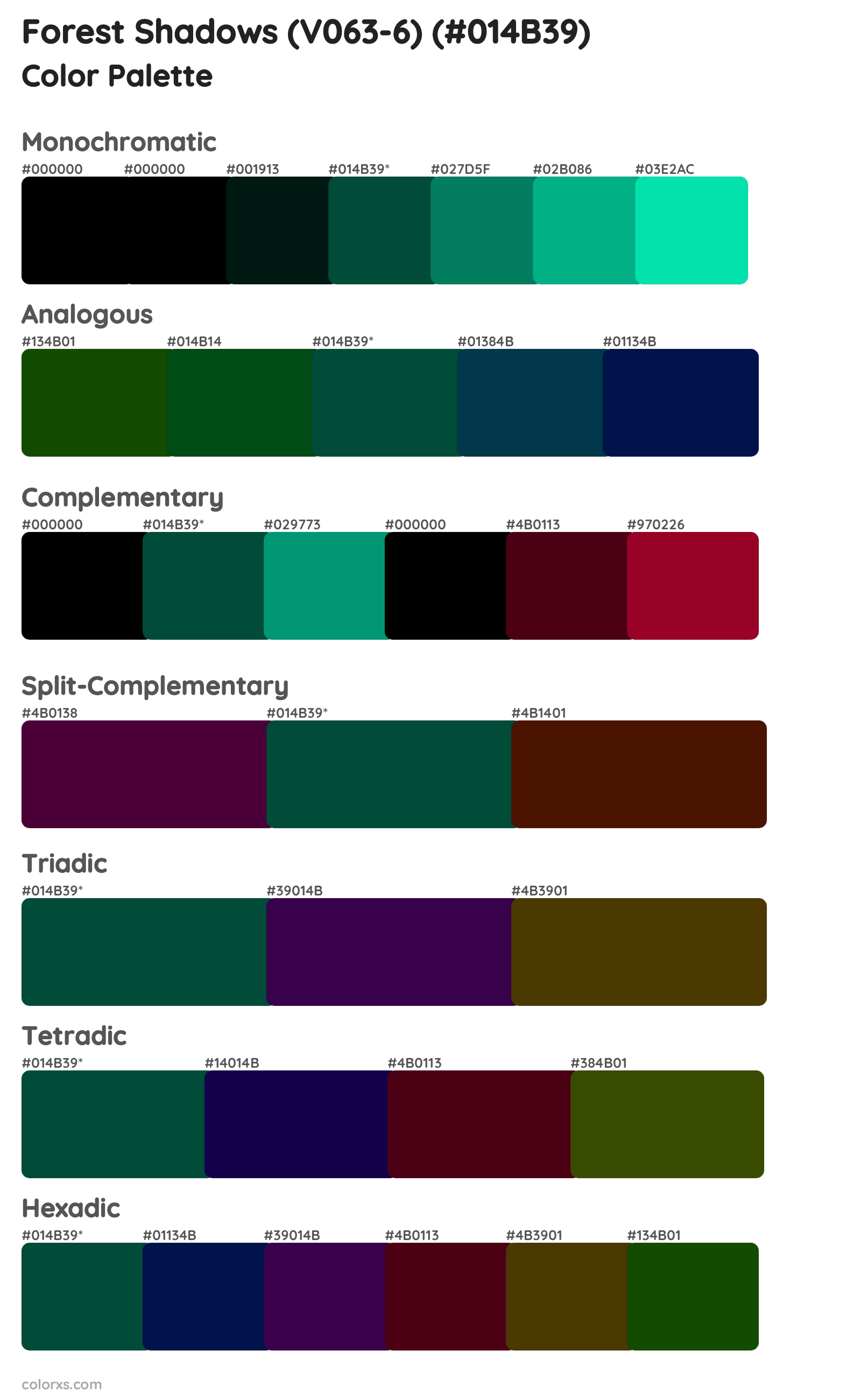 Forest Shadows (V063-6) Color Scheme Palettes