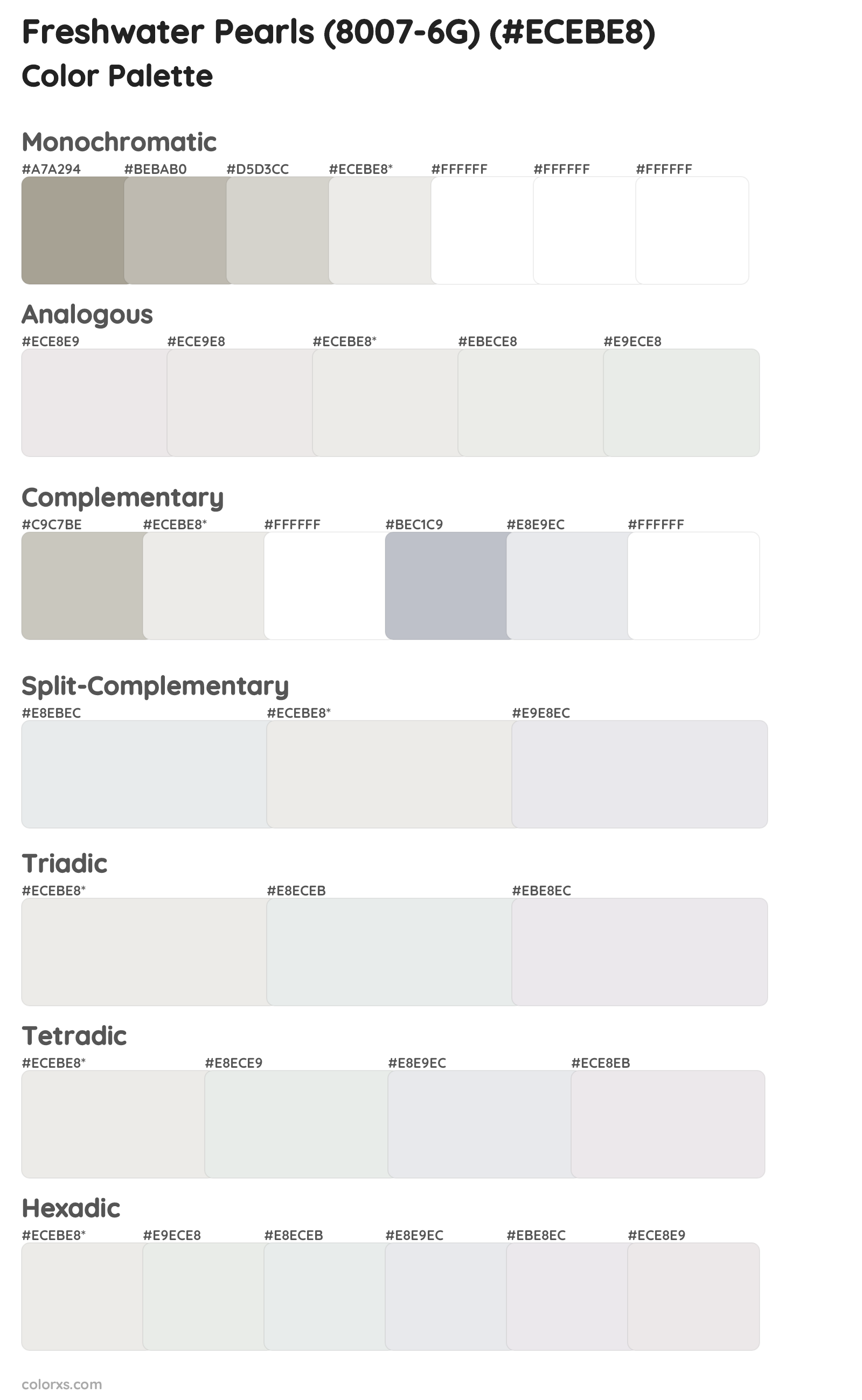 Freshwater Pearls (8007-6G) Color Scheme Palettes