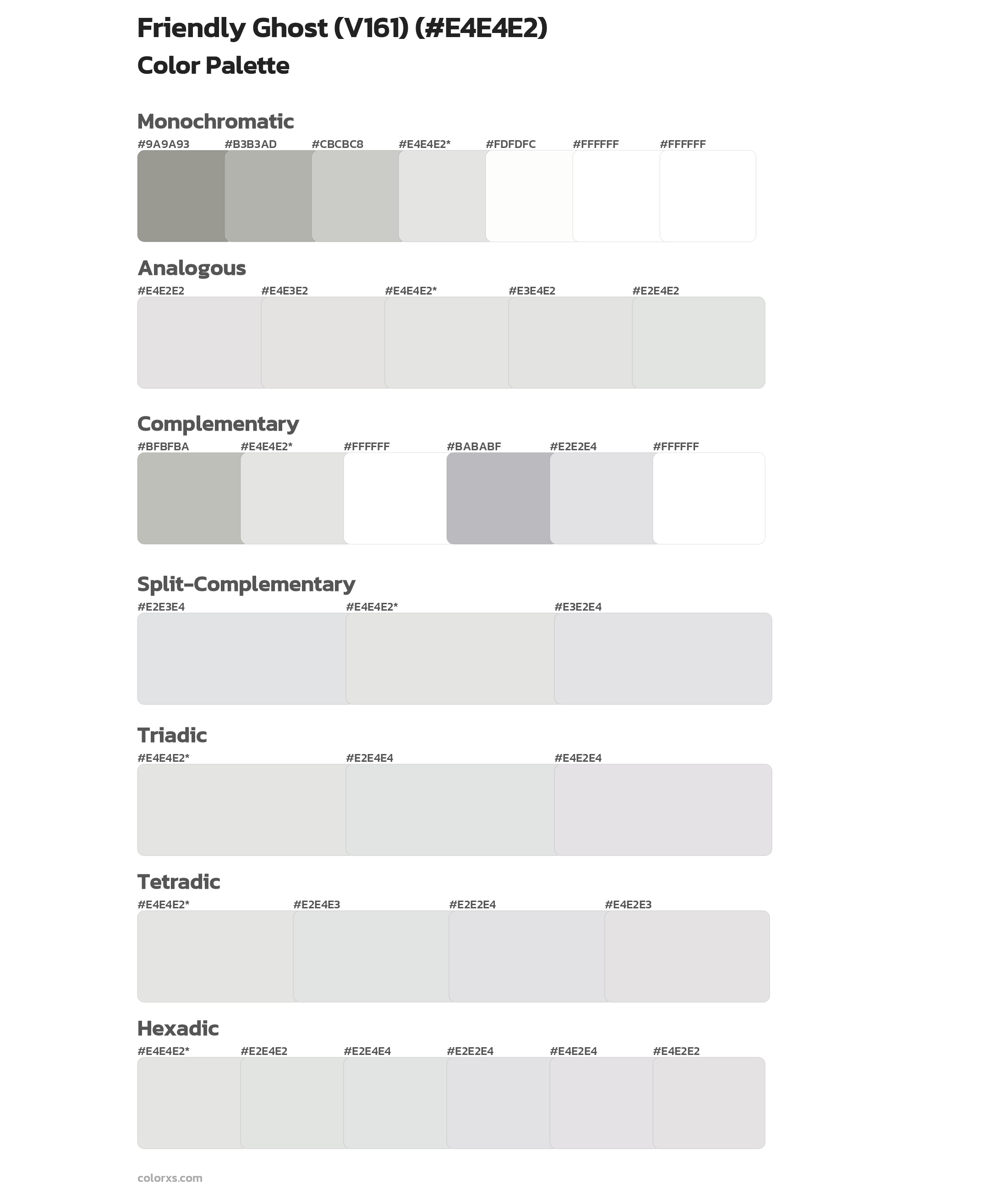 Friendly Ghost (V161) Color Scheme Palettes
