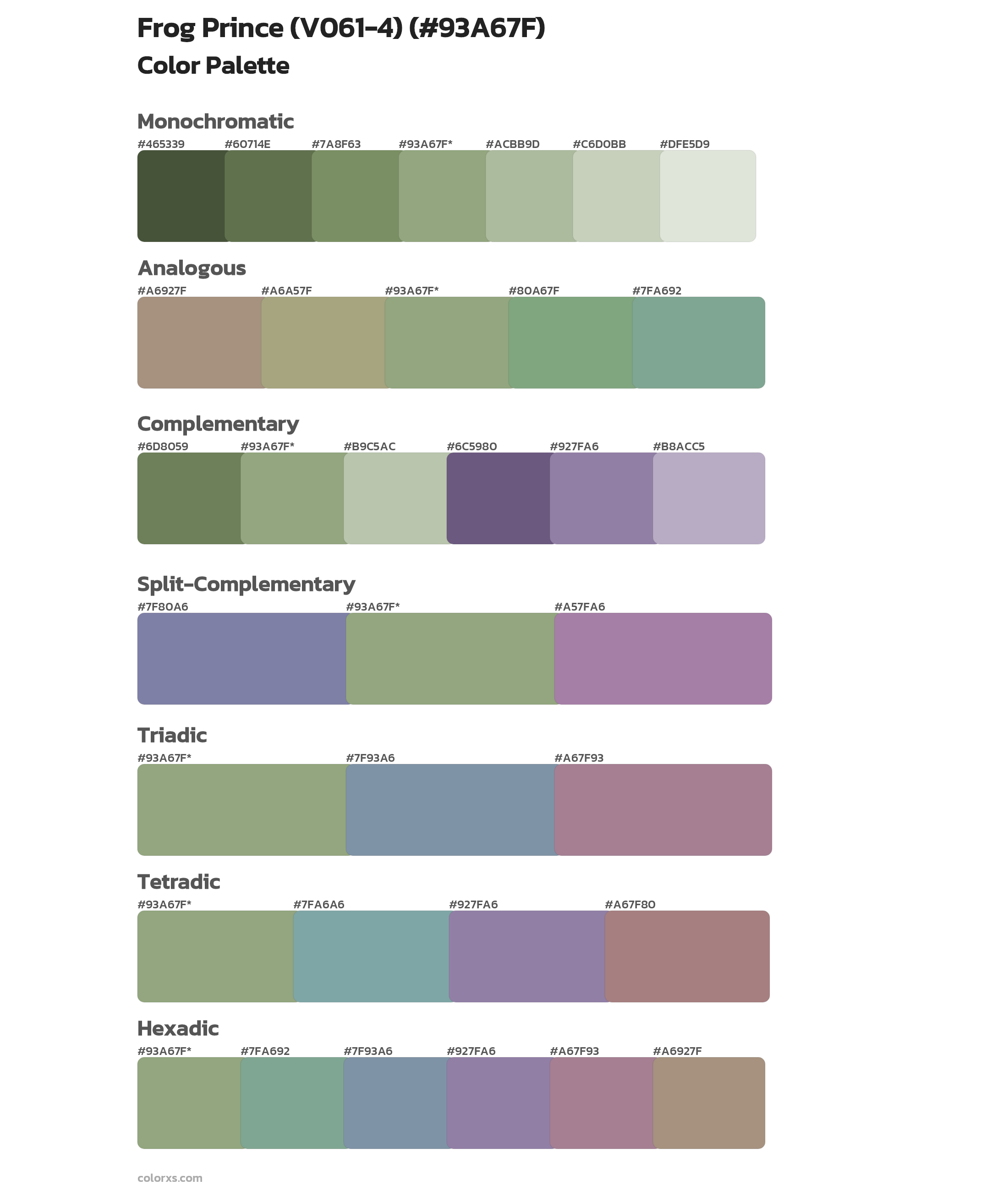 Frog Prince (V061-4) Color Scheme Palettes