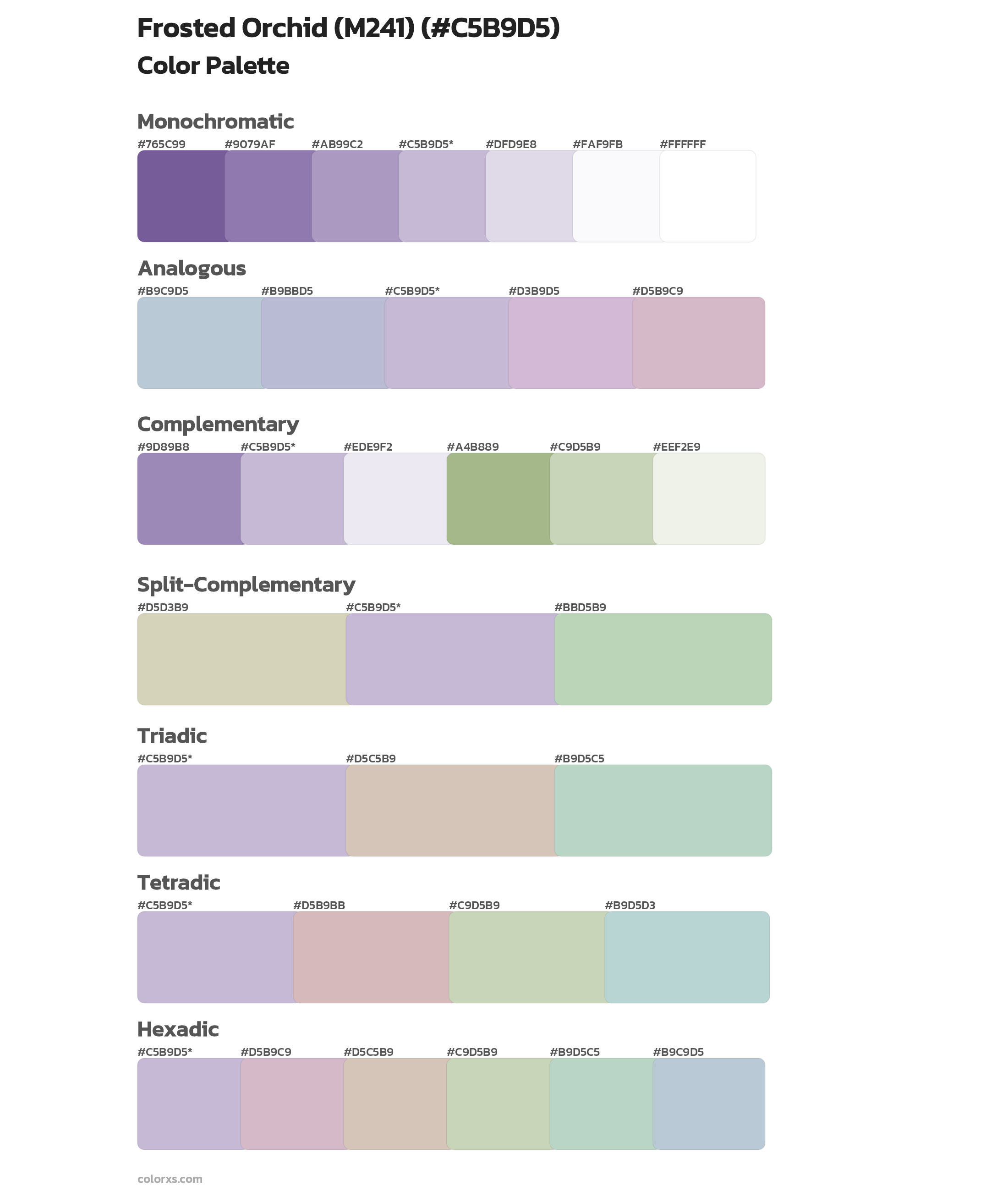 Frosted Orchid (M241) Color Scheme Palettes