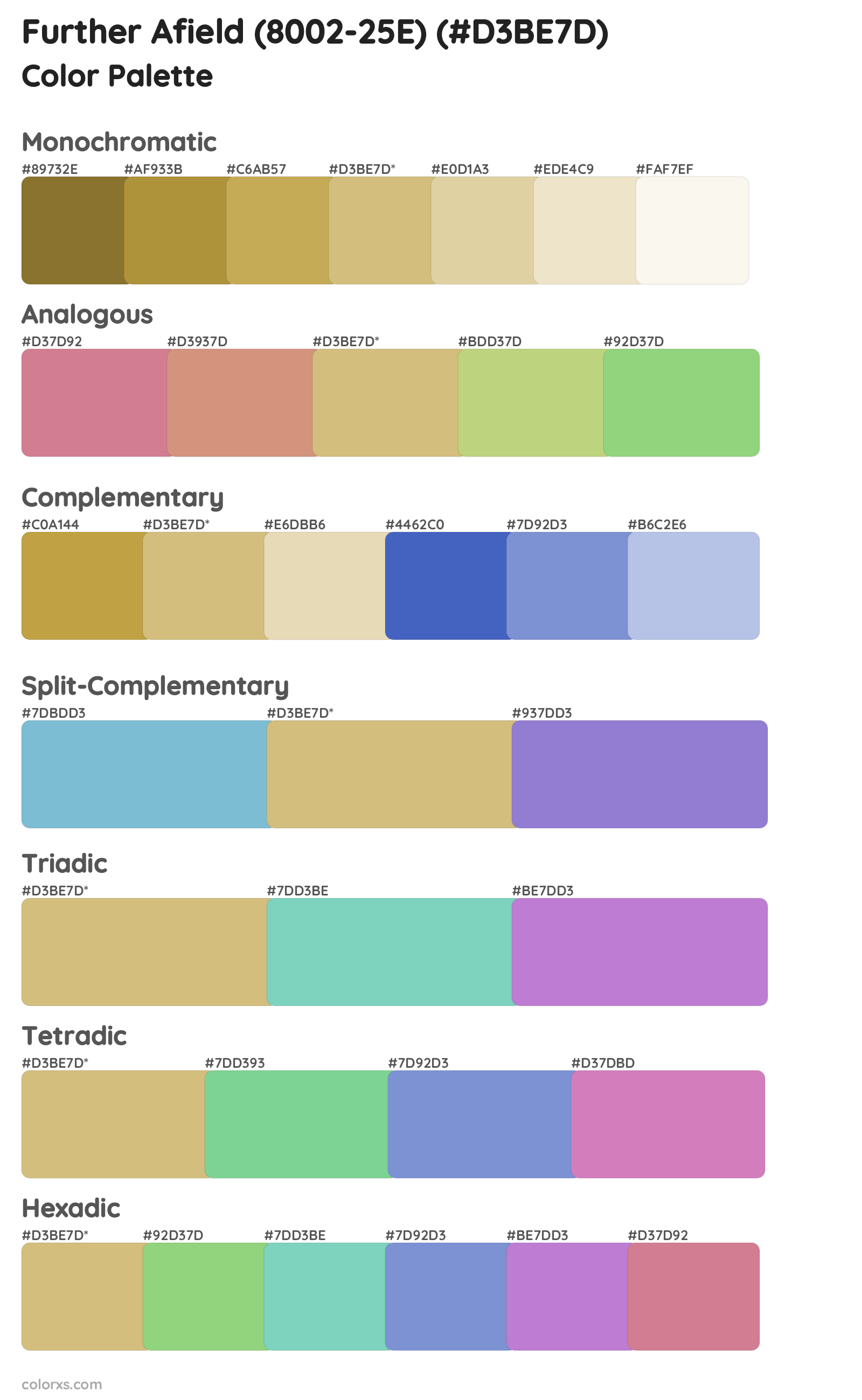 Further Afield (8002-25E) Color Scheme Palettes