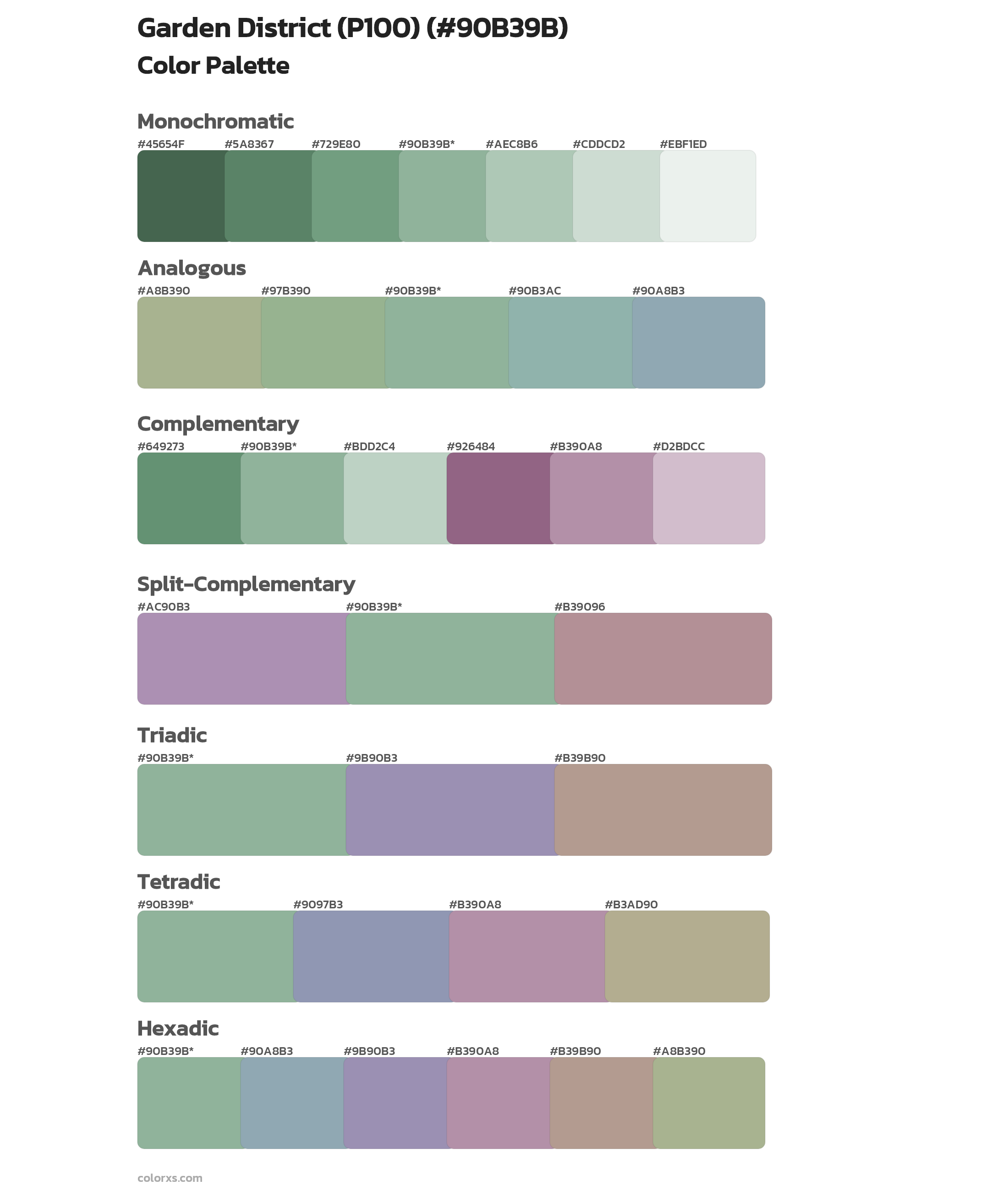 Garden District (P100) Color Scheme Palettes