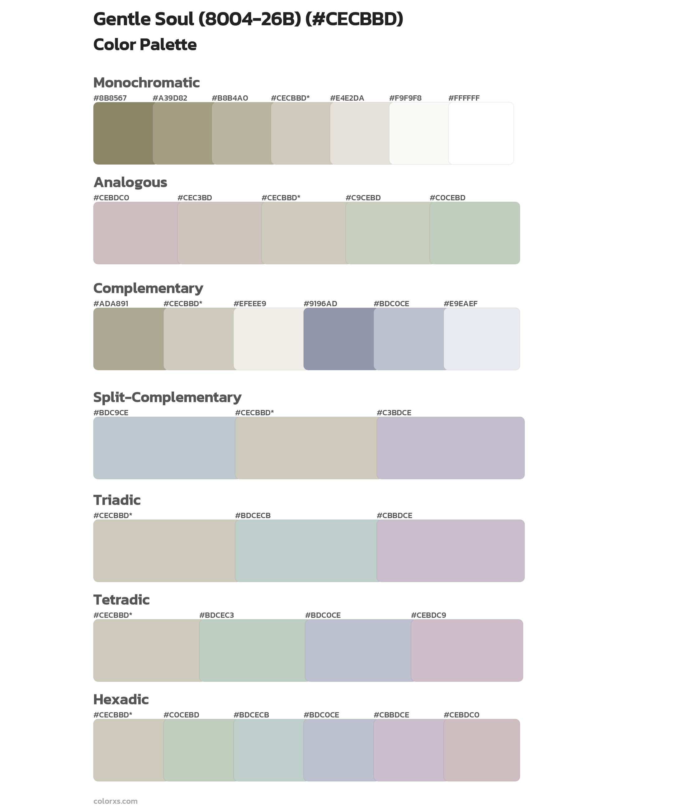 Gentle Soul (8004-26B) Color Scheme Palettes